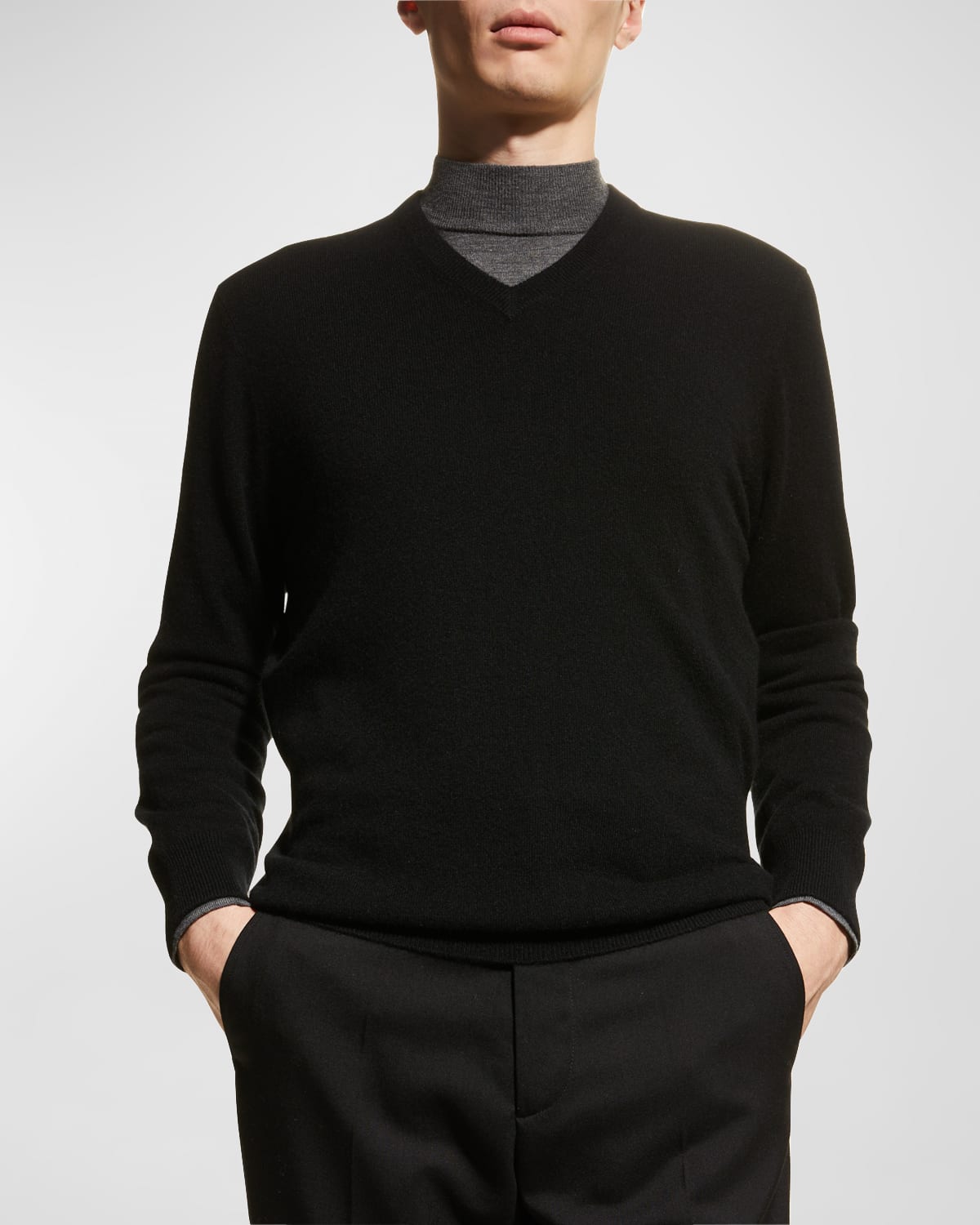Neiman Marcus Cashmere Collection Men's Cashmere V-Neck Sweater ...