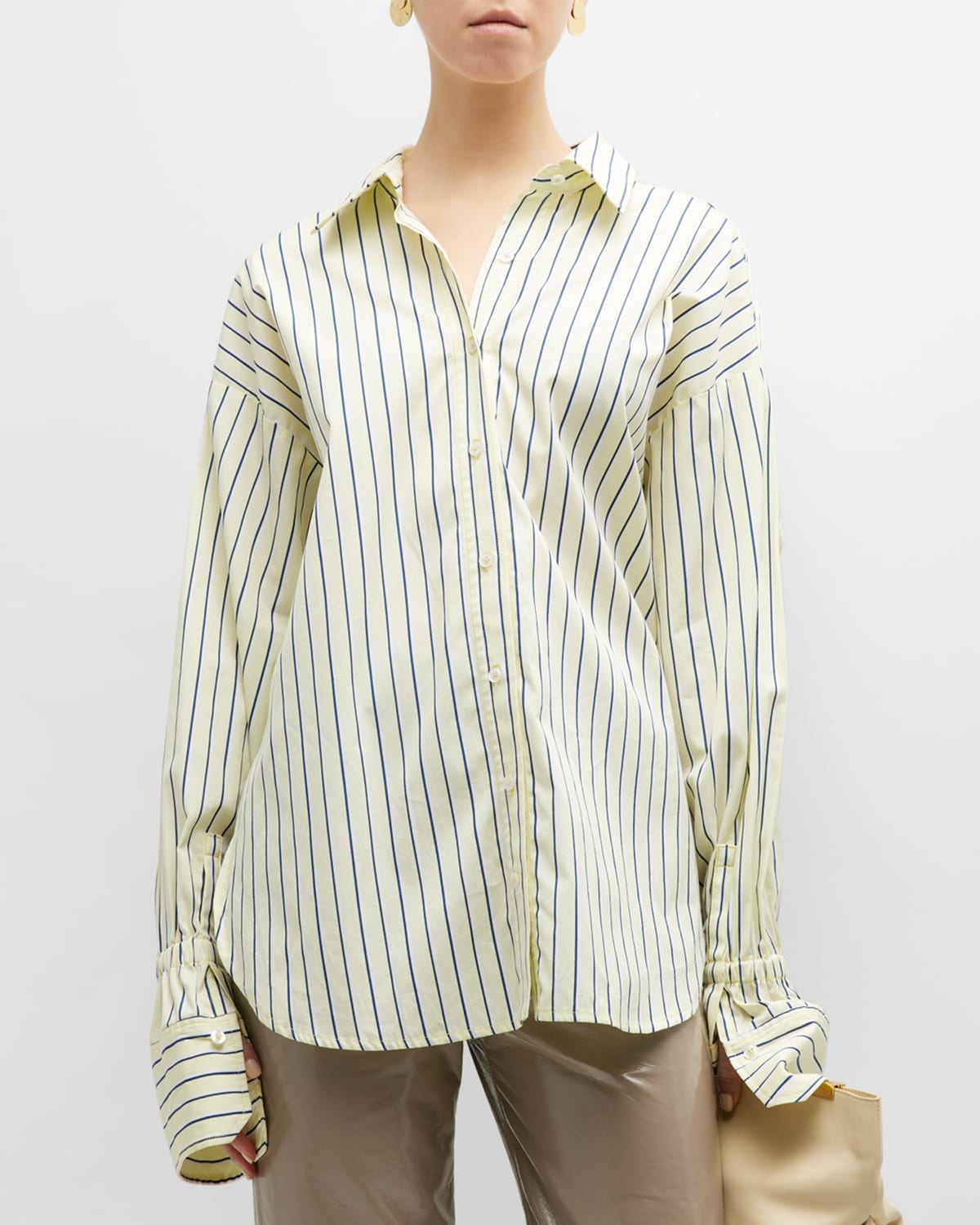 A.L.C. Monica Oversized Button-Front Top | Neiman Marcus