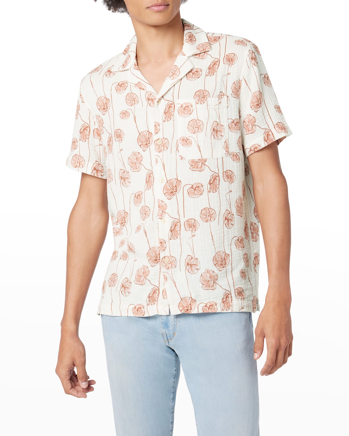 Joe's Jeans Men's Textured Cotton Camp Shirt Neiman Marcus