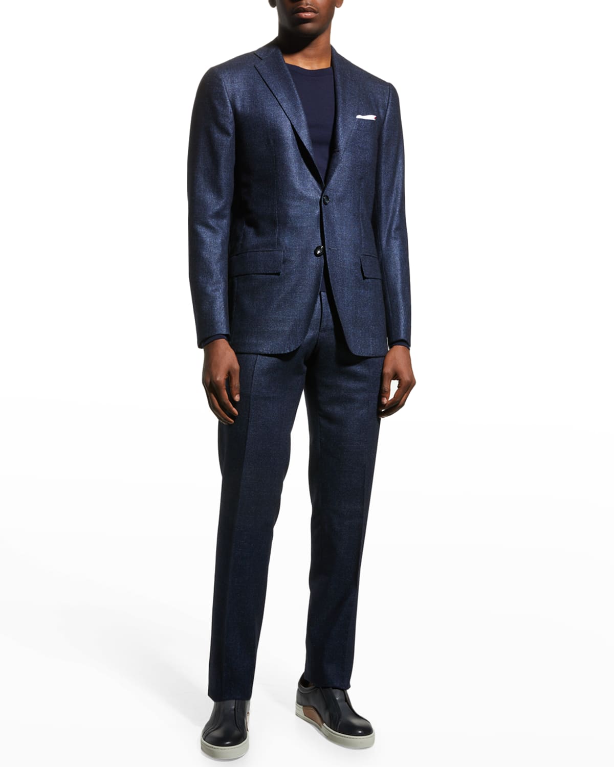 Kiton Men's Glen Plaid Wool-Silk Suit | Neiman Marcus