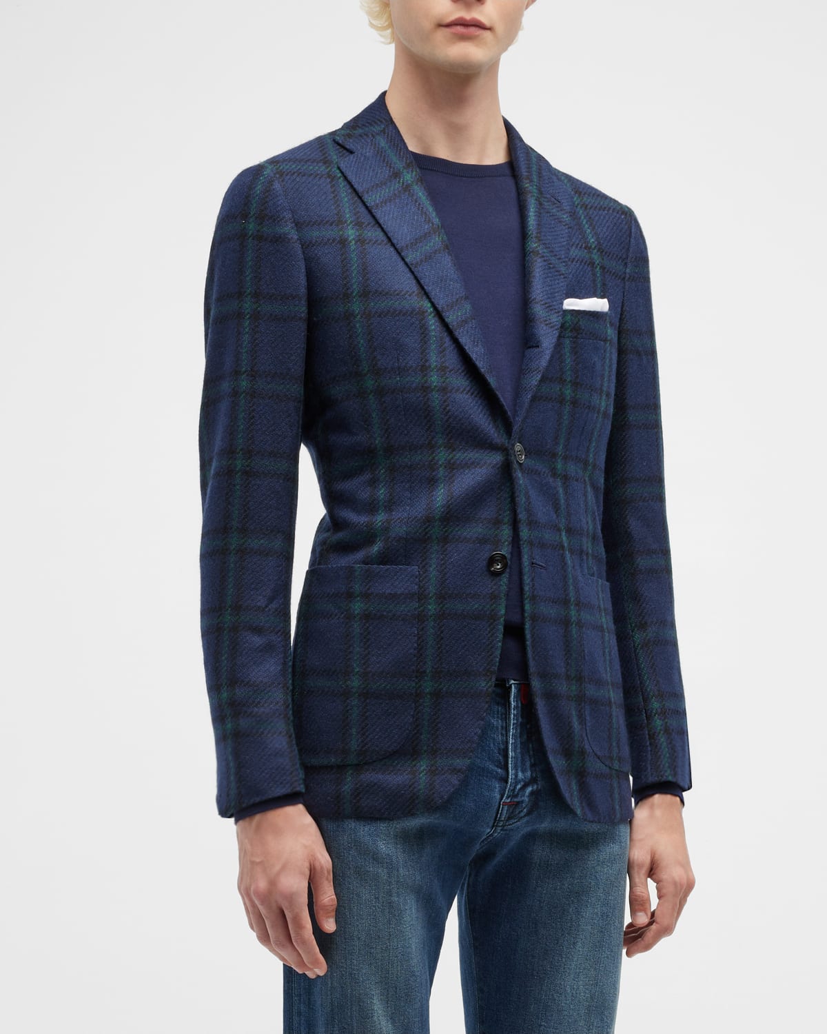 Kiton Men's Cashmere Check Sport Coat | Neiman Marcus