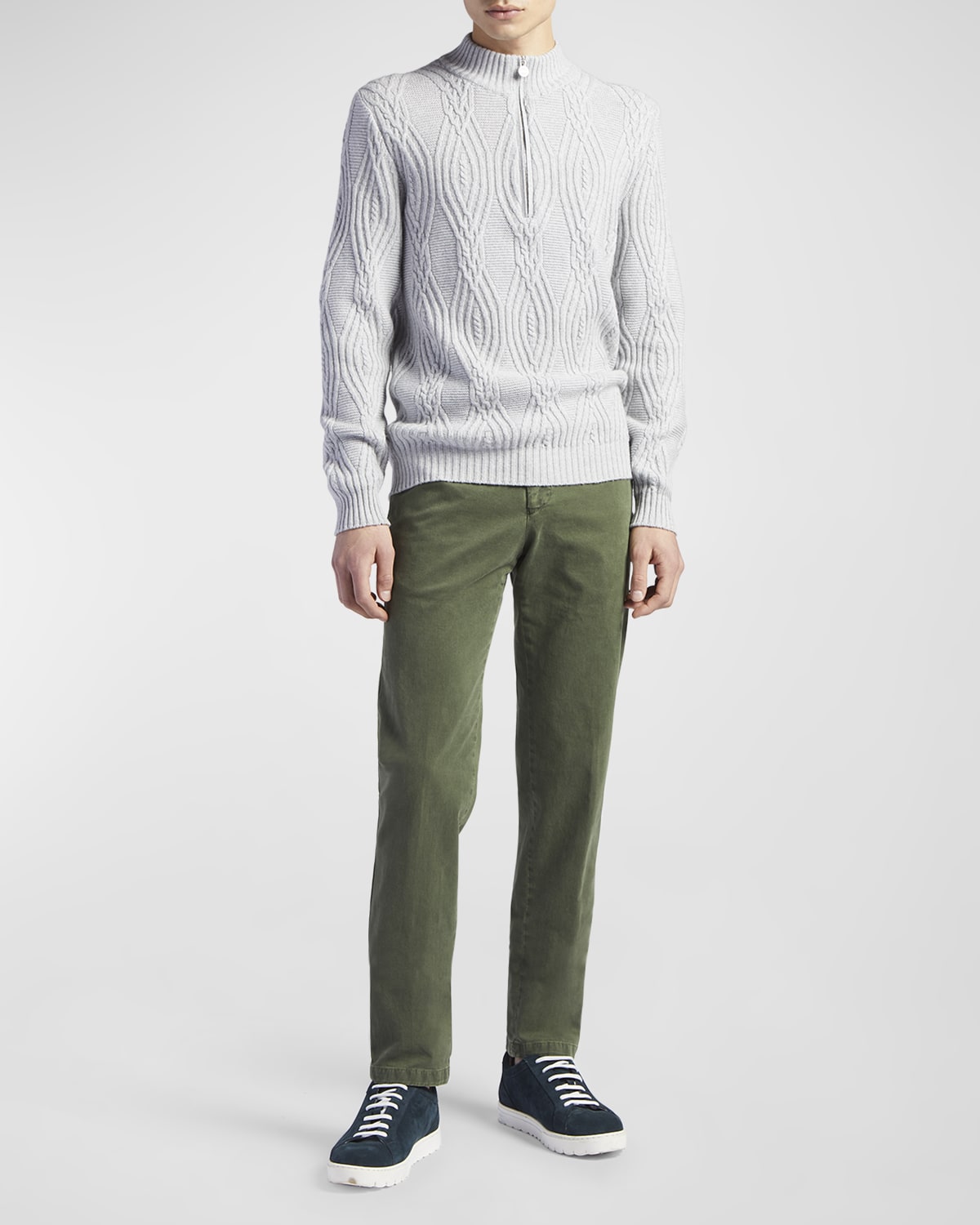 Loro Piana Men's Cashmere Knit Full-Zip Bomber Sweater | Neiman Marcus