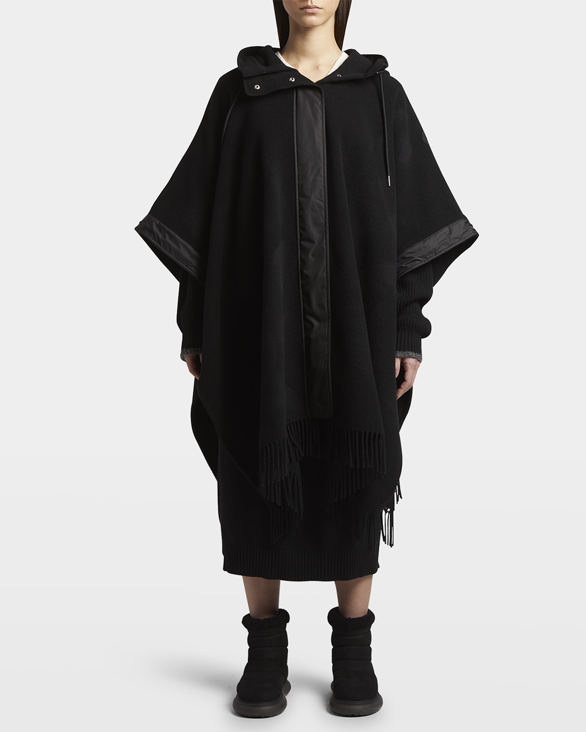 Moncler Wool Fringe Cape | Neiman Marcus