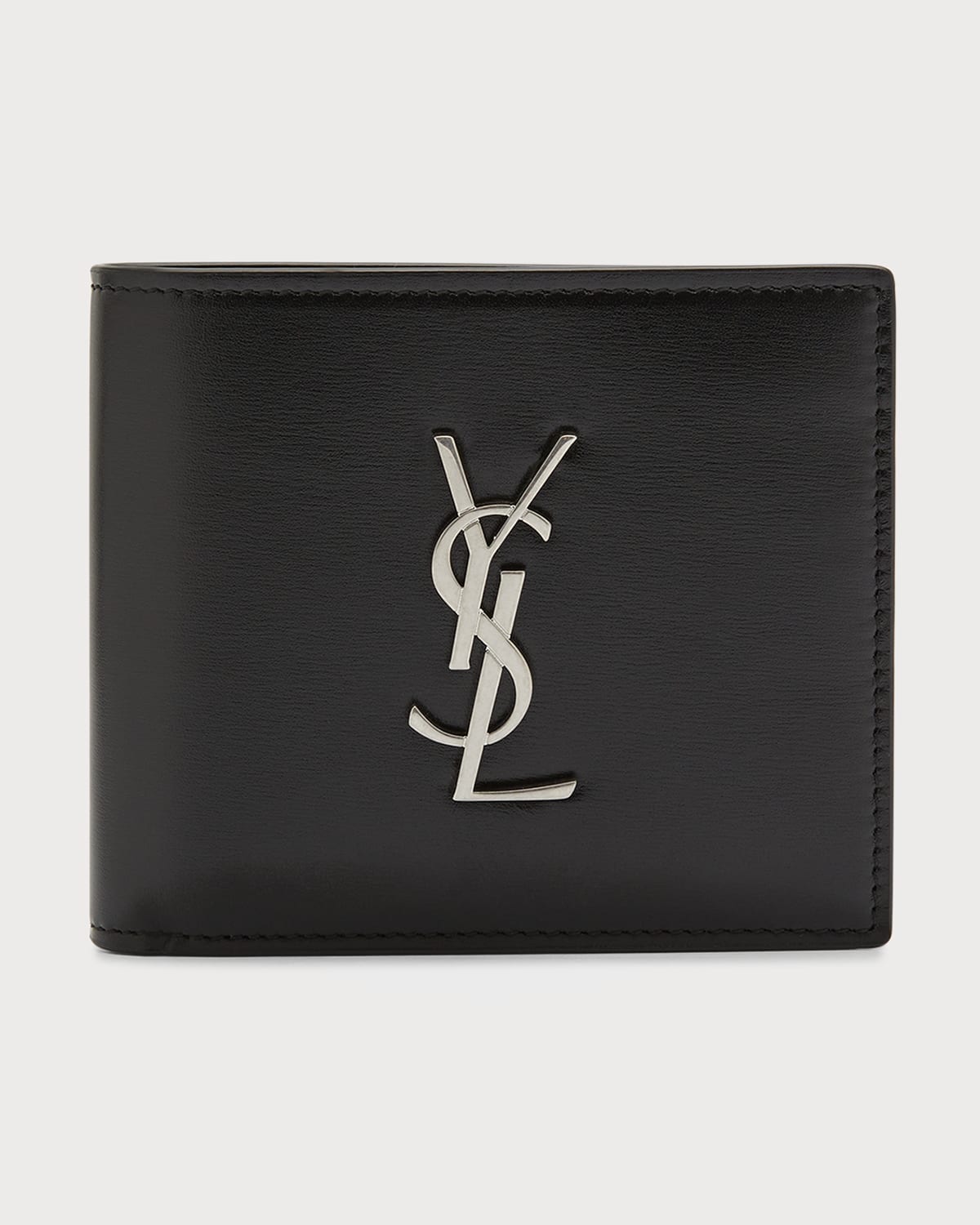 Saint Laurent Men's Monogram Plaque Leather Bifold Wallet Neiman Marcus