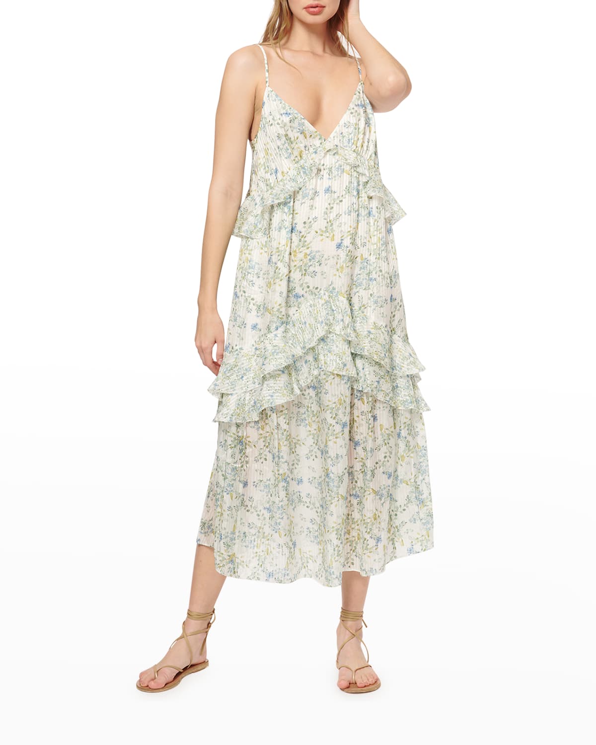 Cami NYC Doris Damask-Print Tiered Maxi Dress | Neiman Marcus