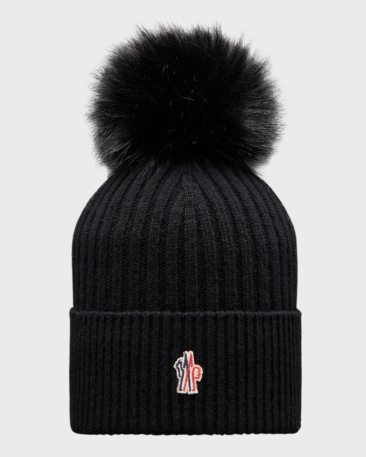 Sofia Cashmere Cashmere Rib Knit Beanie With Faux Fur Pom | Neiman Marcus