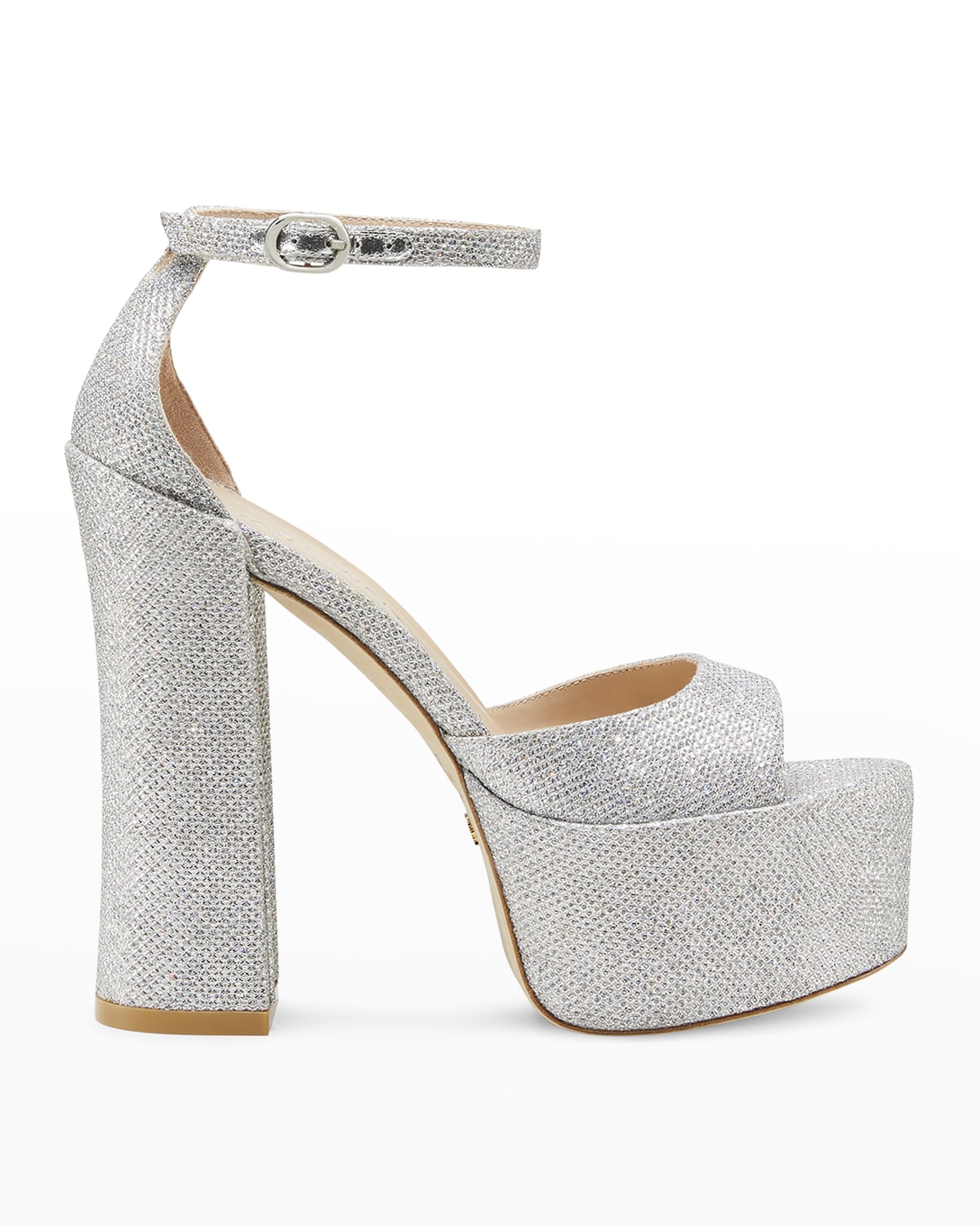Stuart Weitzman Skyhigh Metallic AnkleStrap Platform Sandals Neiman