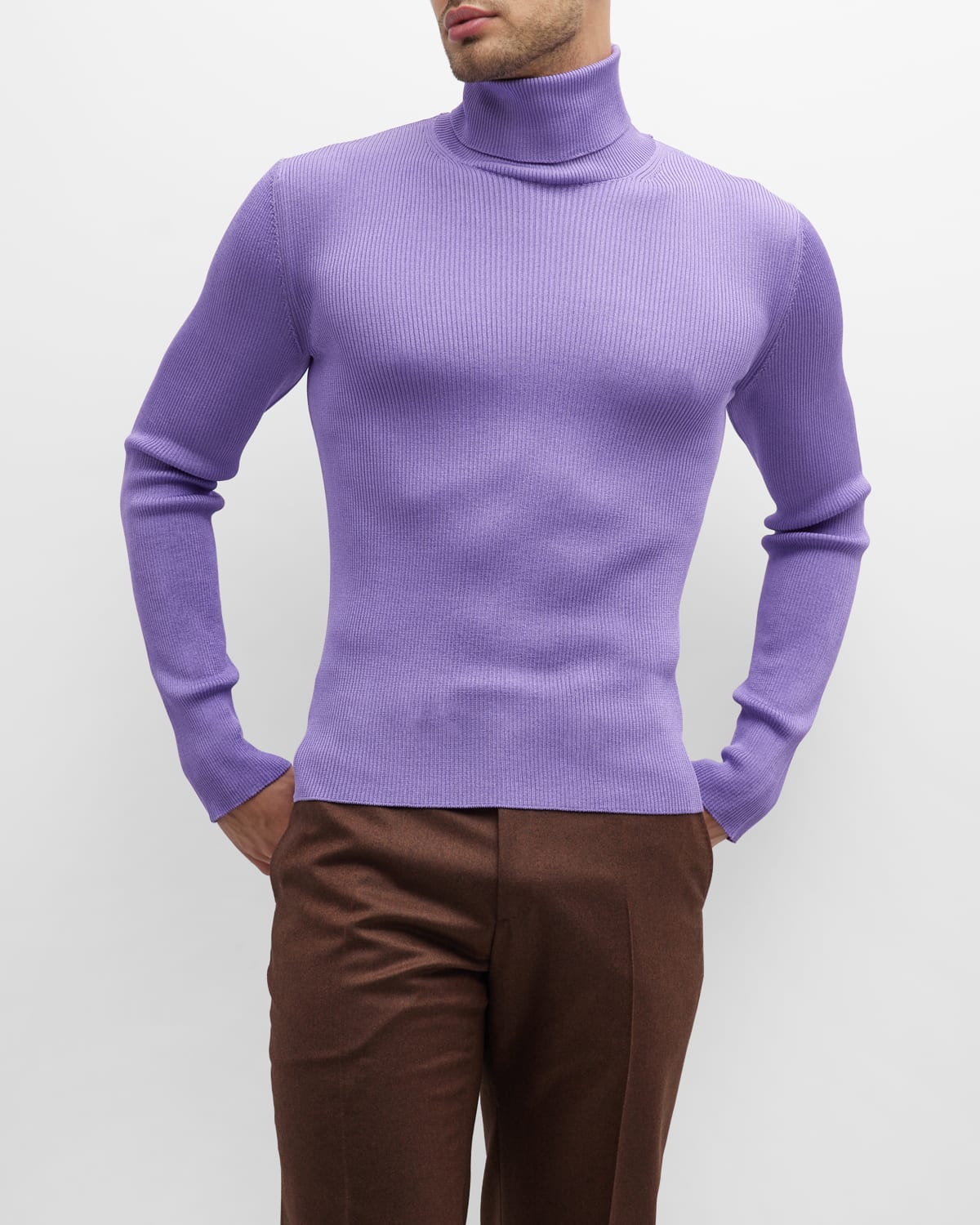 TOM FORD Men's Silk Interlock Turtleneck Sweater | Neiman Marcus