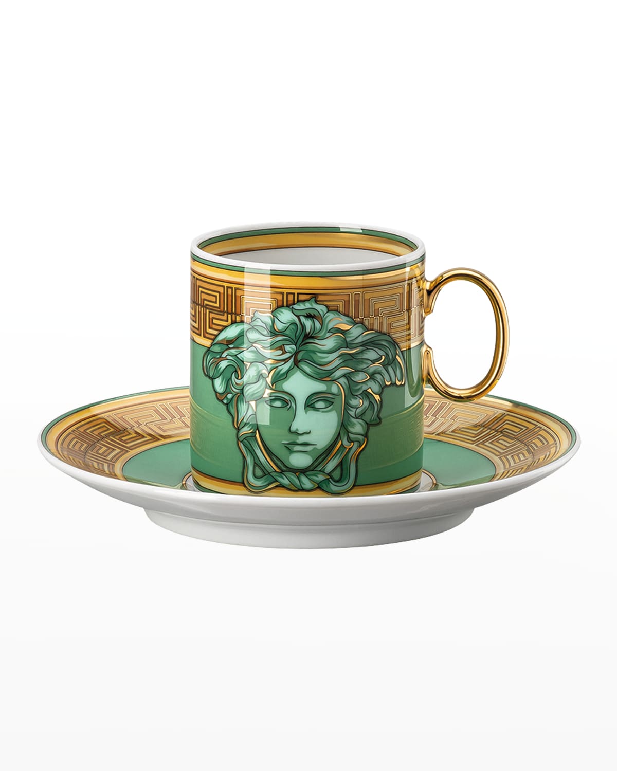 Versace Medusa Amplified Pink Coin Ad Cup & Saucer | Neiman Marcus