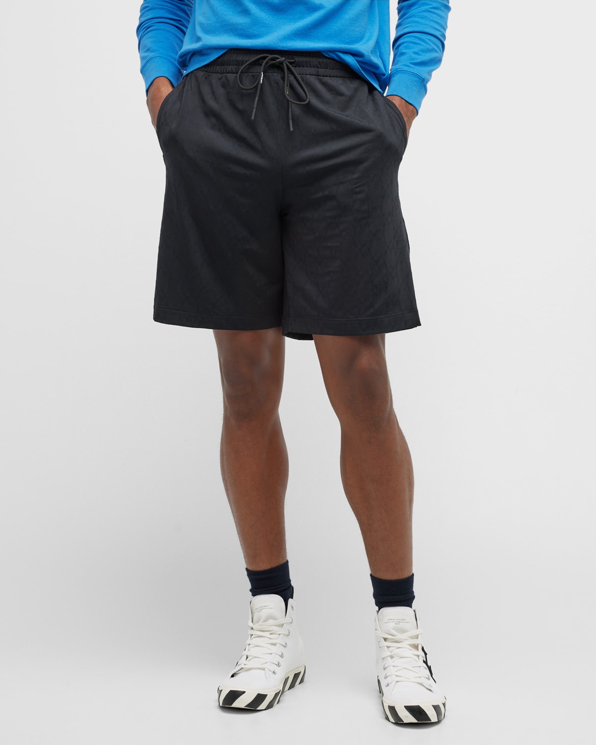 Balenciaga Men's BB Logo Jacquard Pajama Shorts | Neiman Marcus