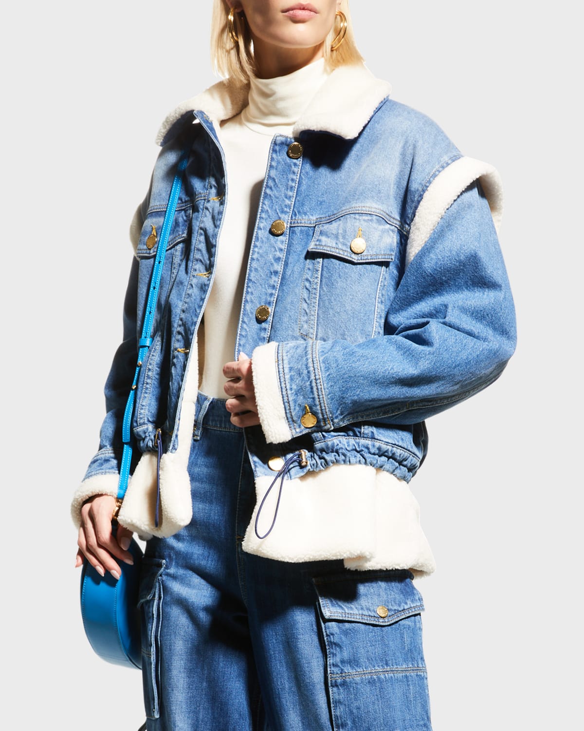 PINKO Chiocciolio MixedMedia Denim Jacket Neiman Marcus