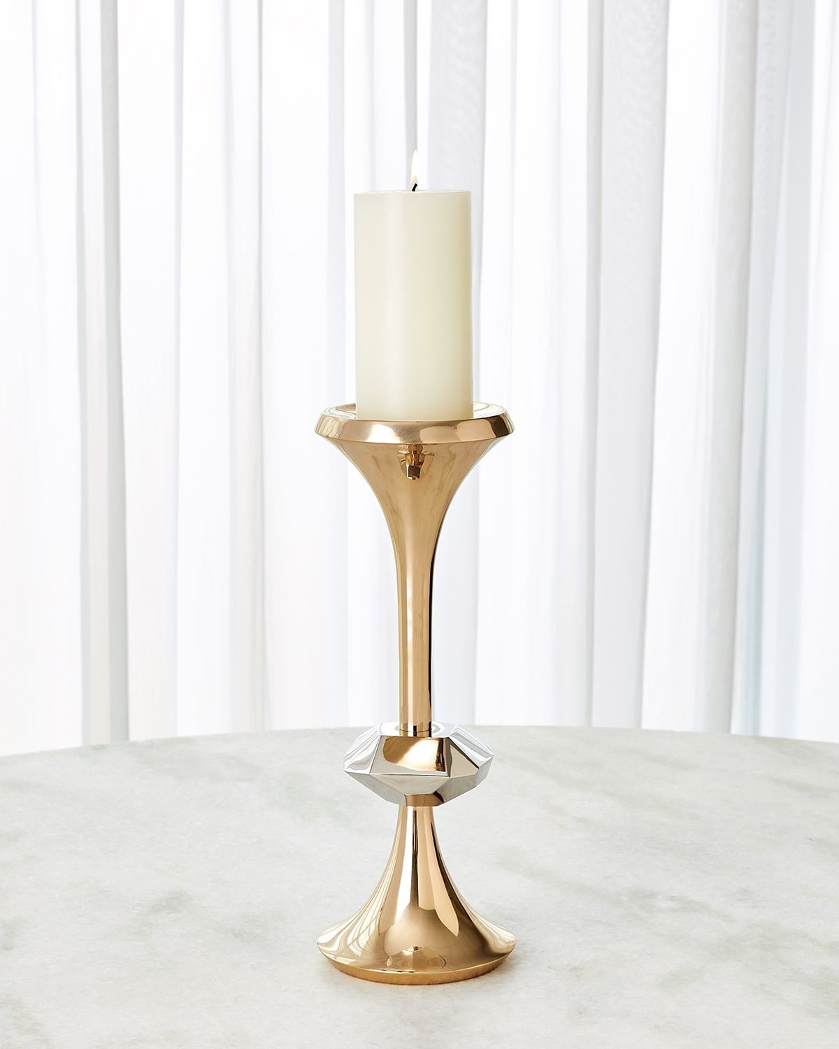 Tizo Clear Crystal Pillar Candle Holder Large Neiman Marcus