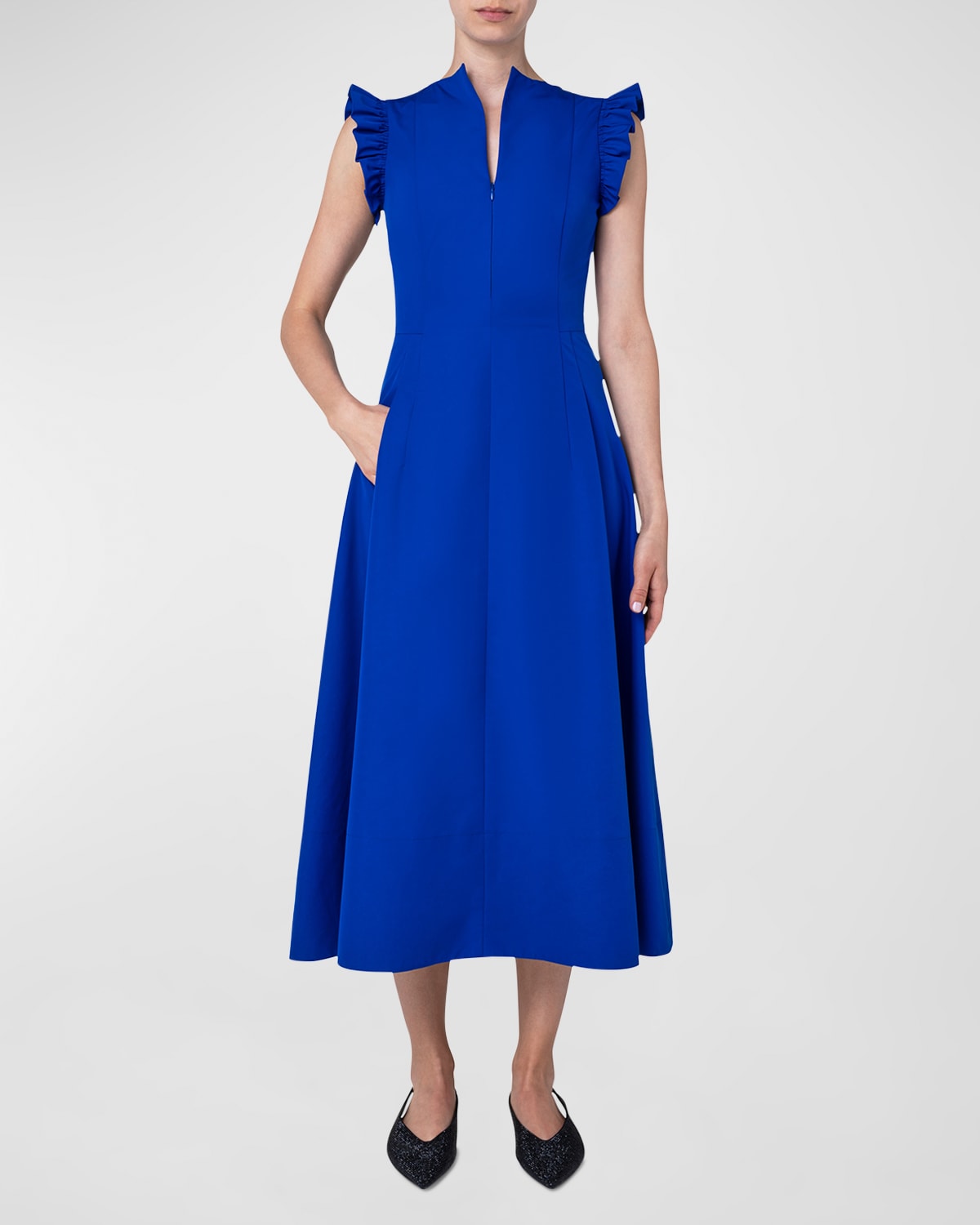 Akris punto Striped Poplin Wrap Midi Dress Neiman Marcus