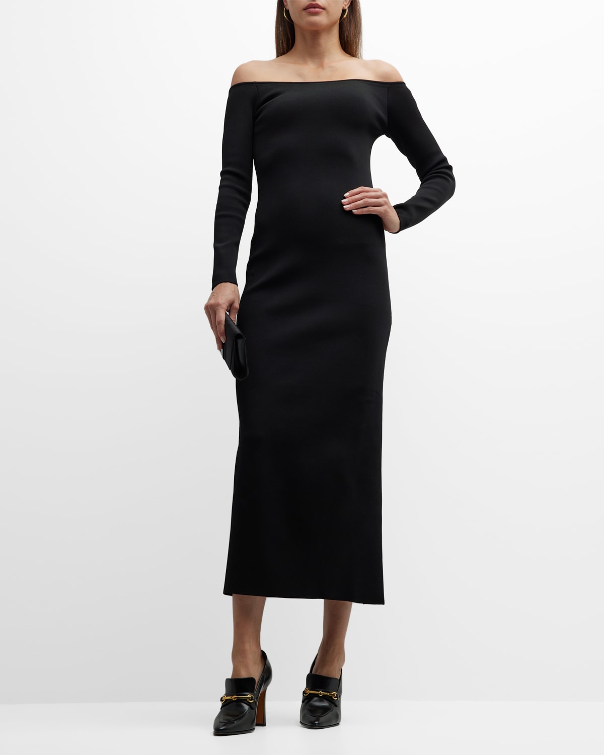 THE ROW Coralinda Off-Shoulder Midi Dress | Neiman Marcus