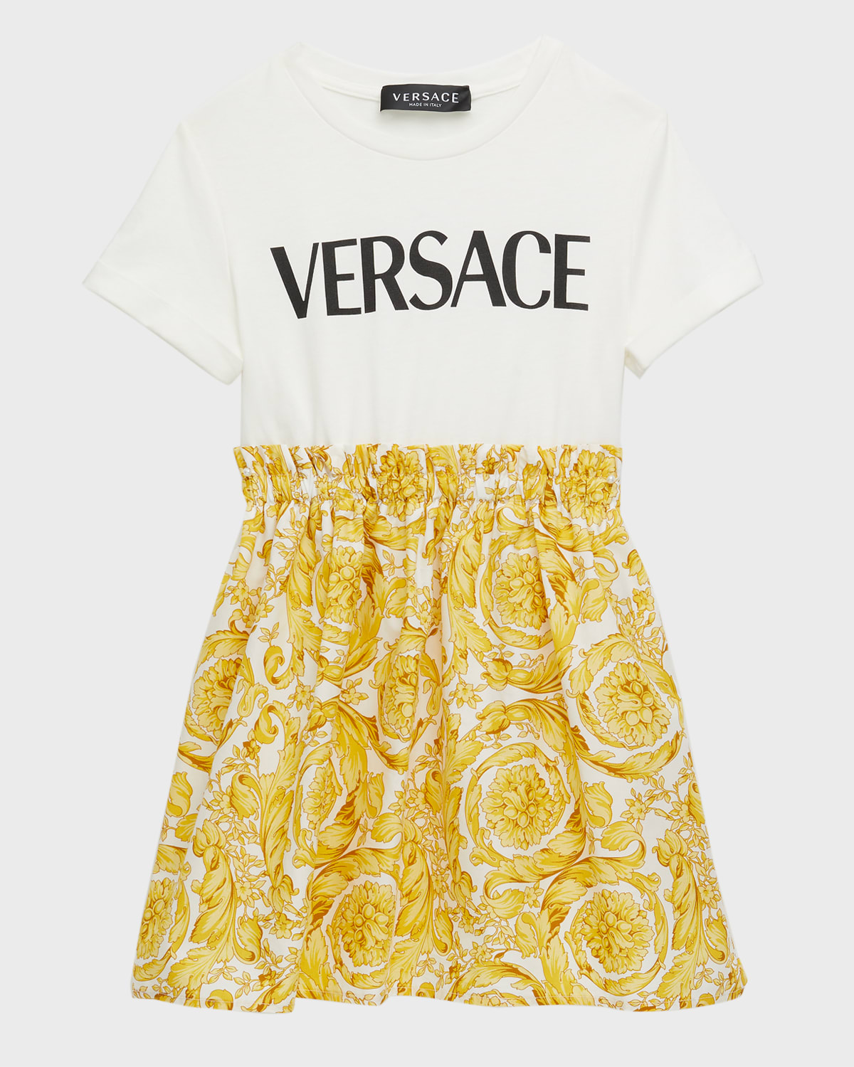 Versace Girl's Logo Princess-Print Short-Sleeve T-Shirt Dress, Size 4-6 ...