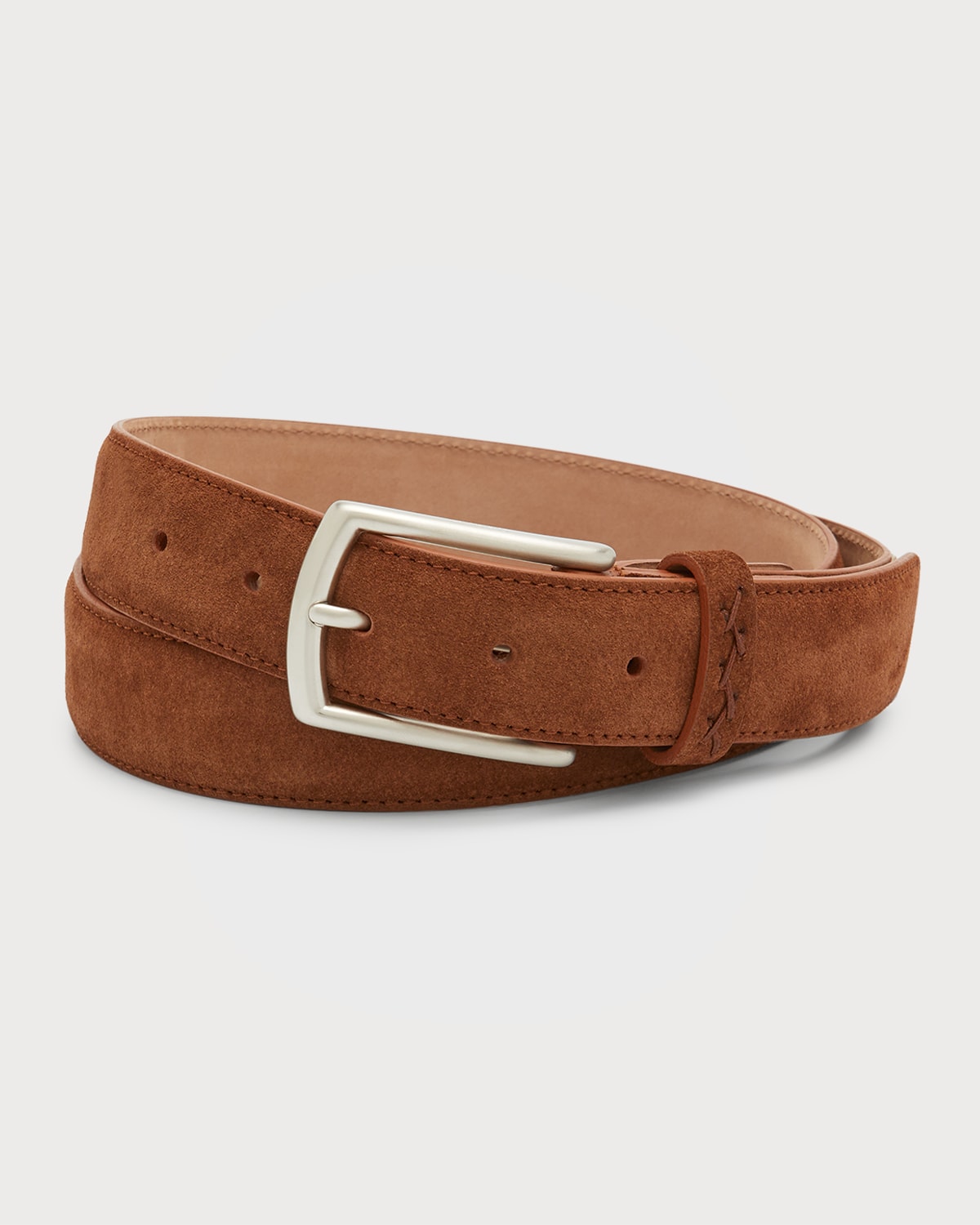 ZEGNA Men's Suede Leather Belt Neiman Marcus