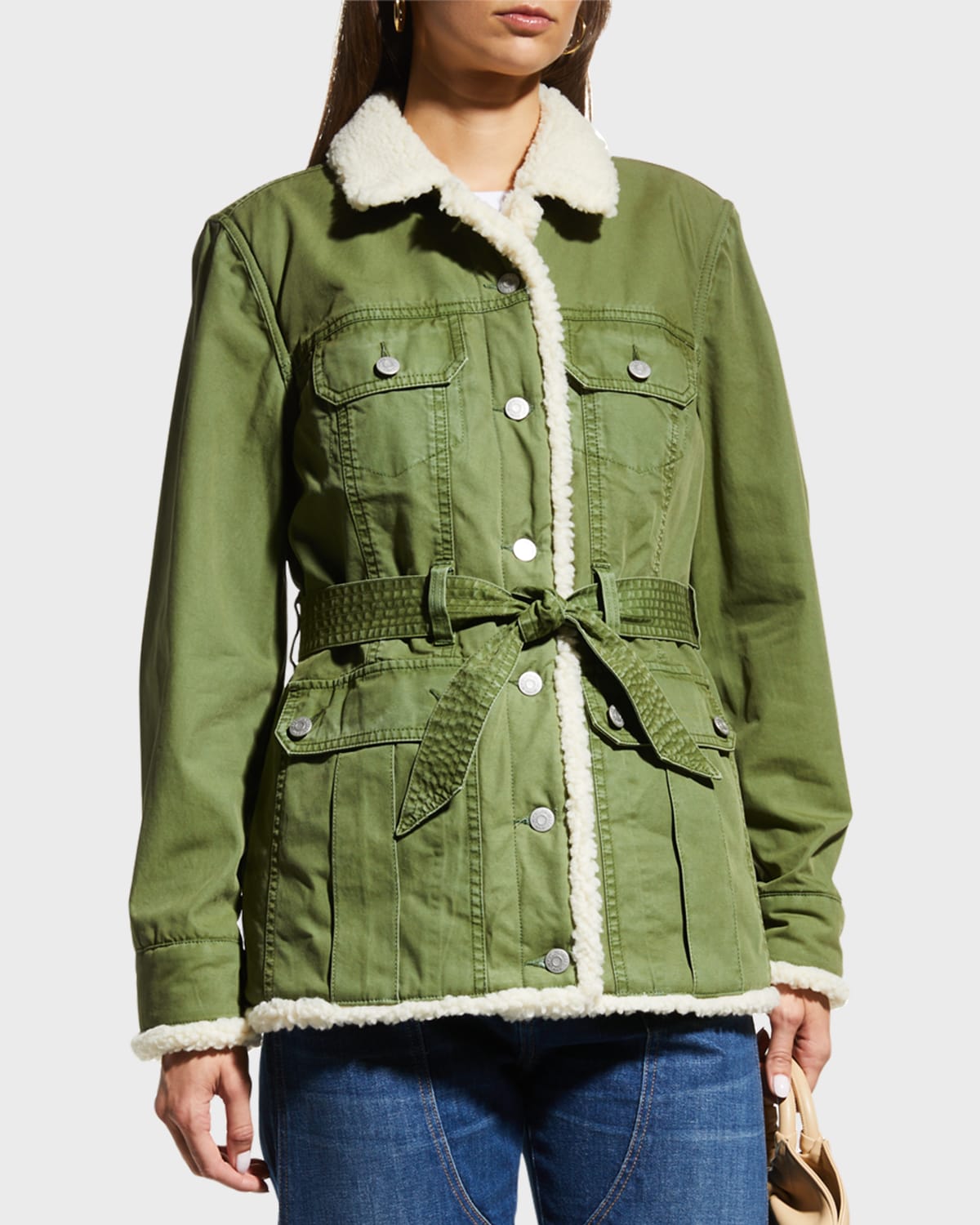 Twill Exaggerated Belted Utility Coat