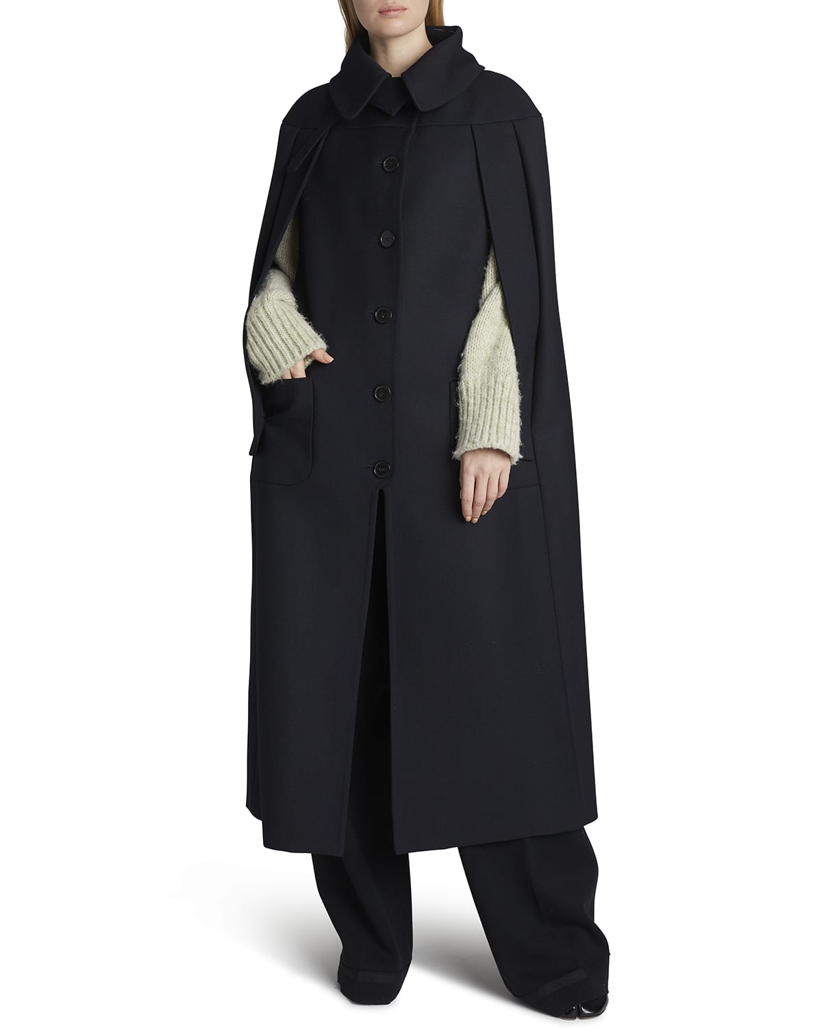 Valentino Garavani Jacquard Logo Cape Coat | Neiman Marcus