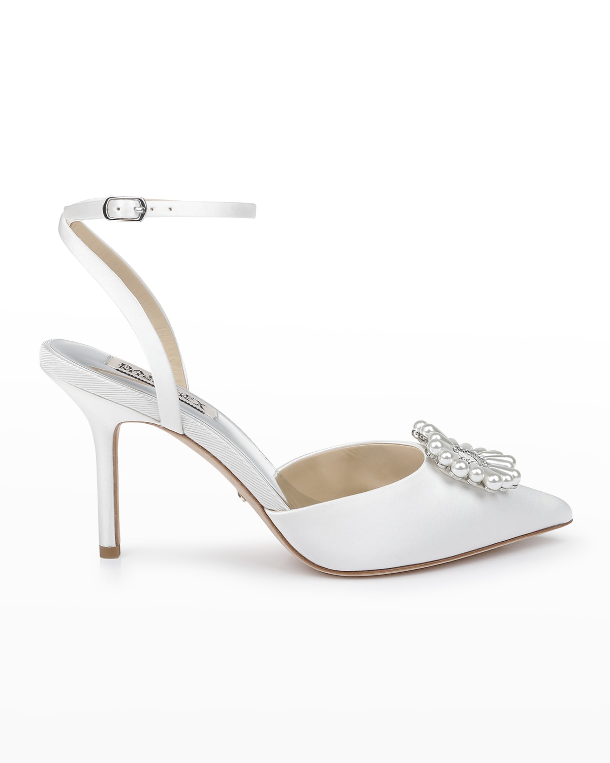 Badgley Mischka Nathalie Satin Crystal-Band Pumps | Neiman Marcus