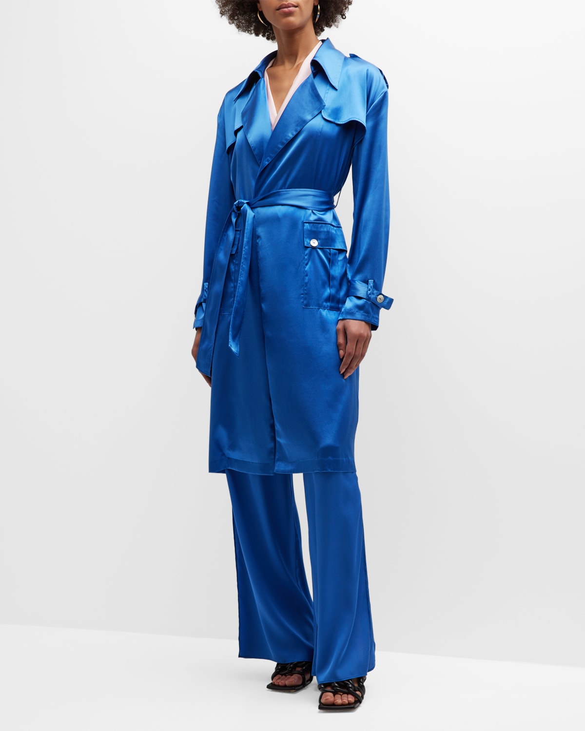 CALLAS Milano Belted DoubleBreasted ALine Trench Coat Neiman Marcus