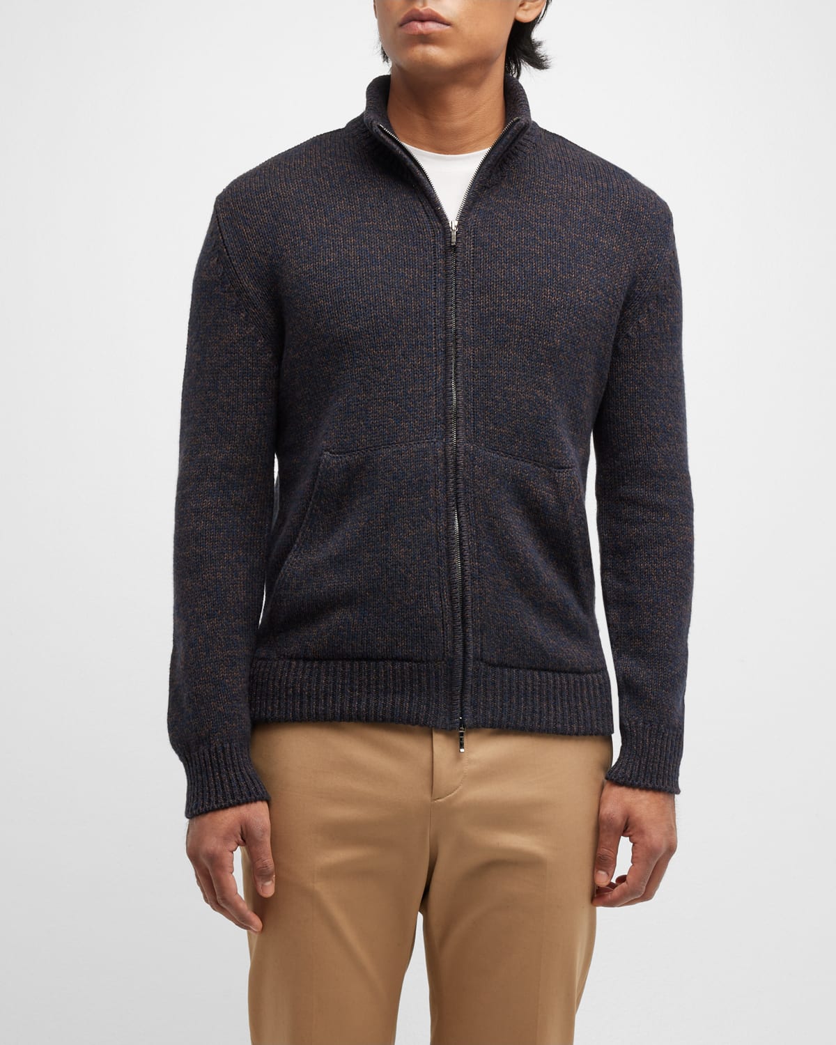 Loro Piana Men's Horsey Utility Jacket with Leather Trim | Neiman Marcus