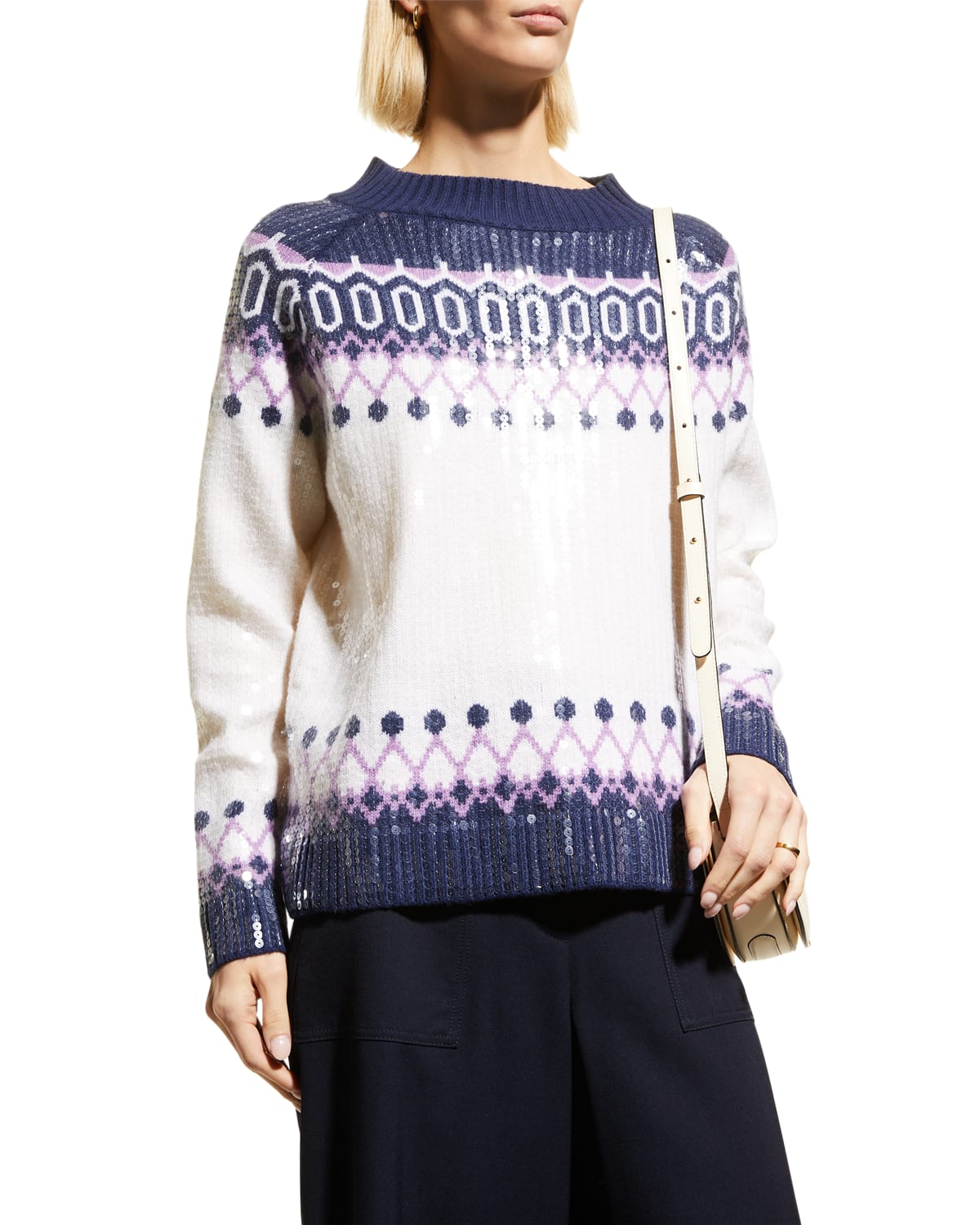 Squirrel Fair Isle Jacquard Knitted Cardigan in Navy (6mths-5yrs) main image 1