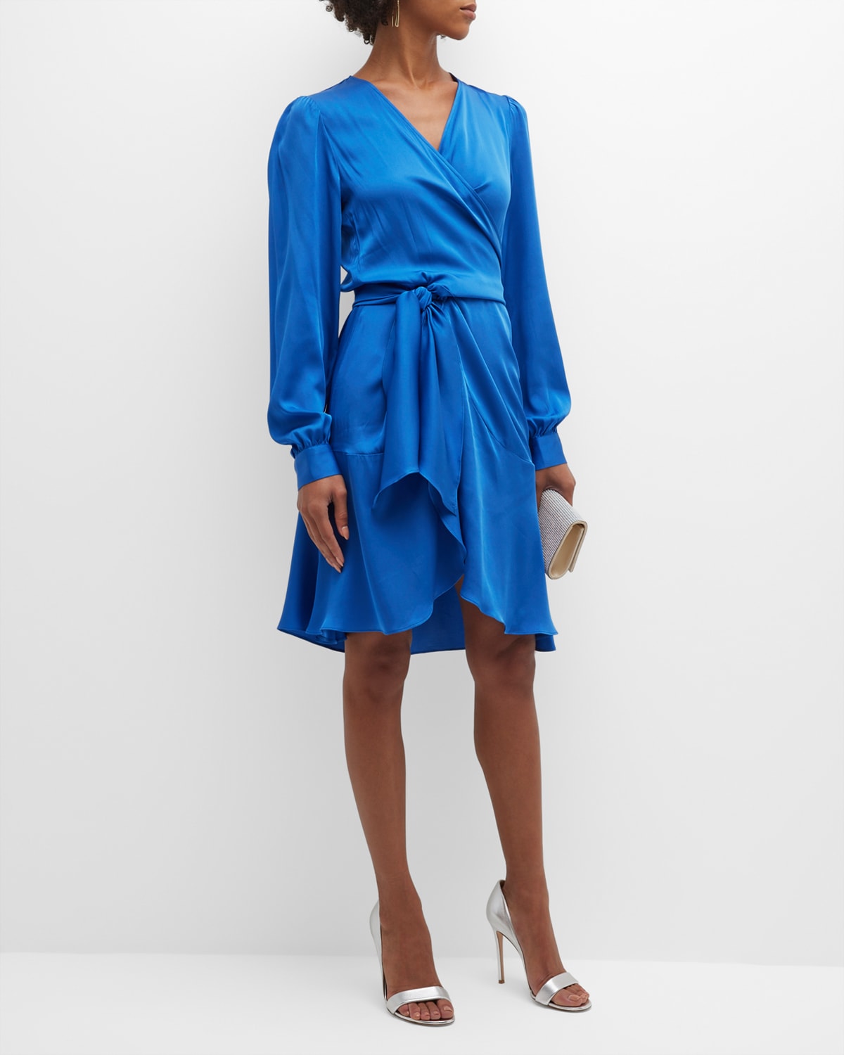 NOUVELLE SILK95FIVE Ananda Silk High-Low Wrap Dress | Neiman Marcus