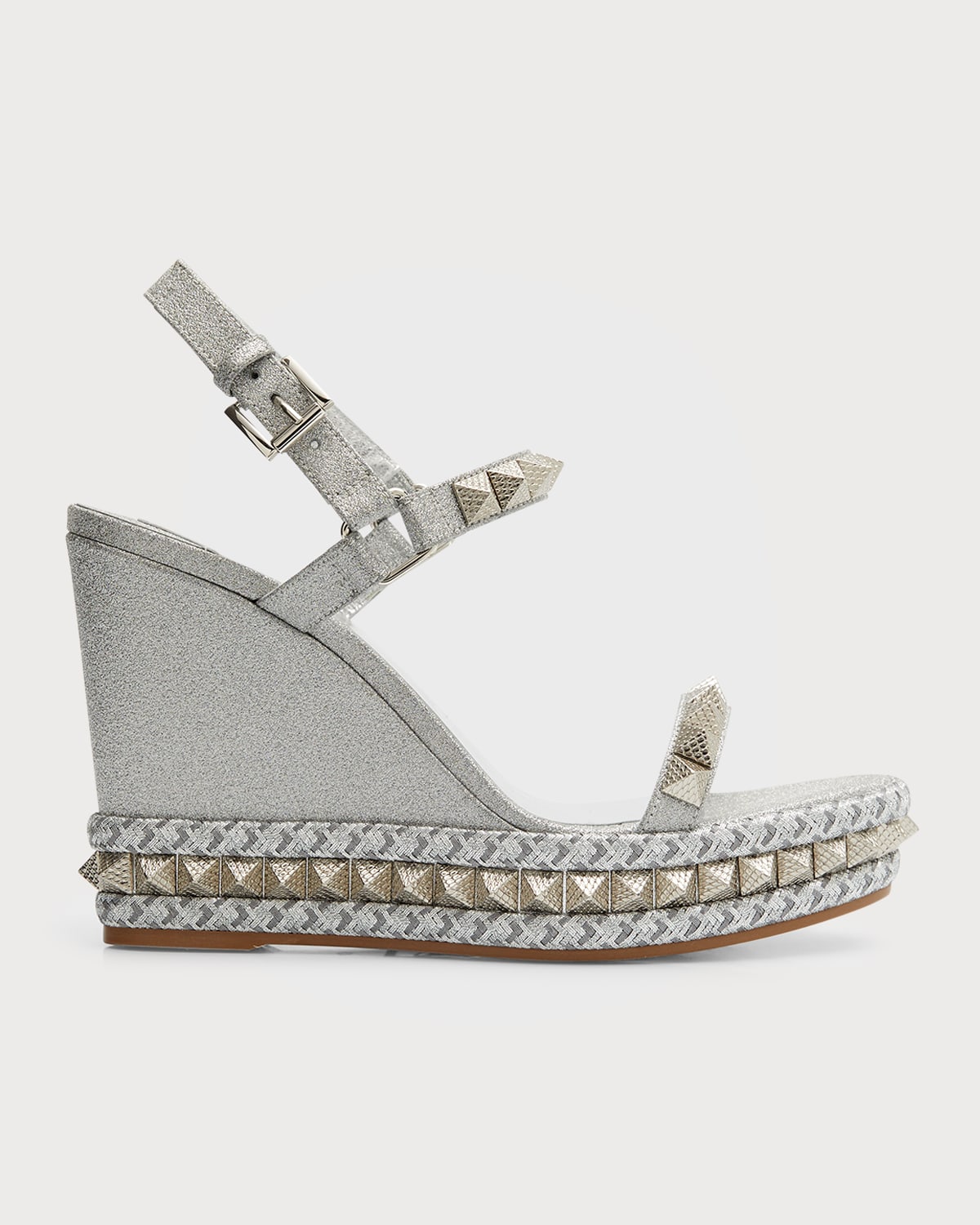 christian louboutin pyraclou iridescent spike wedge espadrille sandals