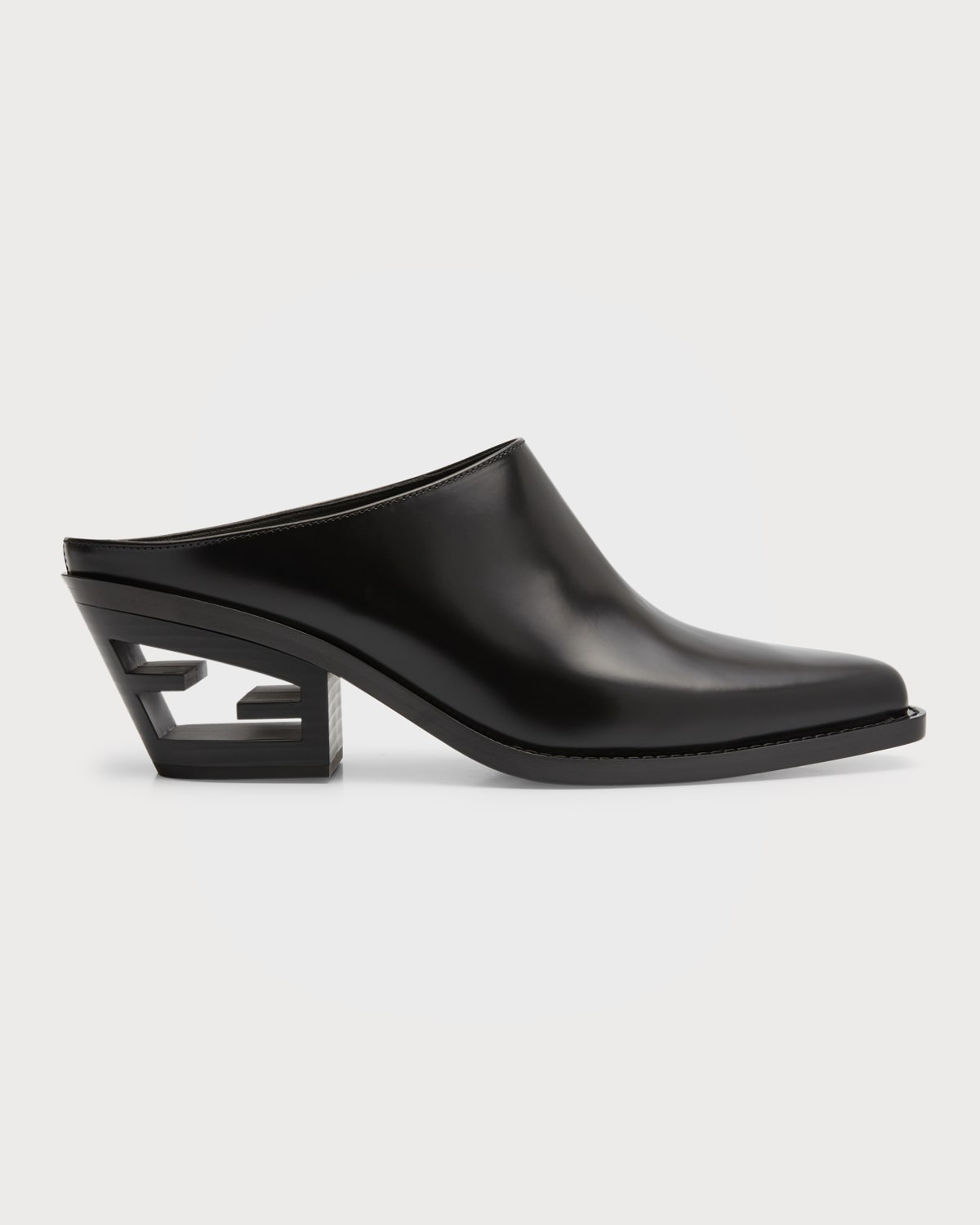 block heel leather mules