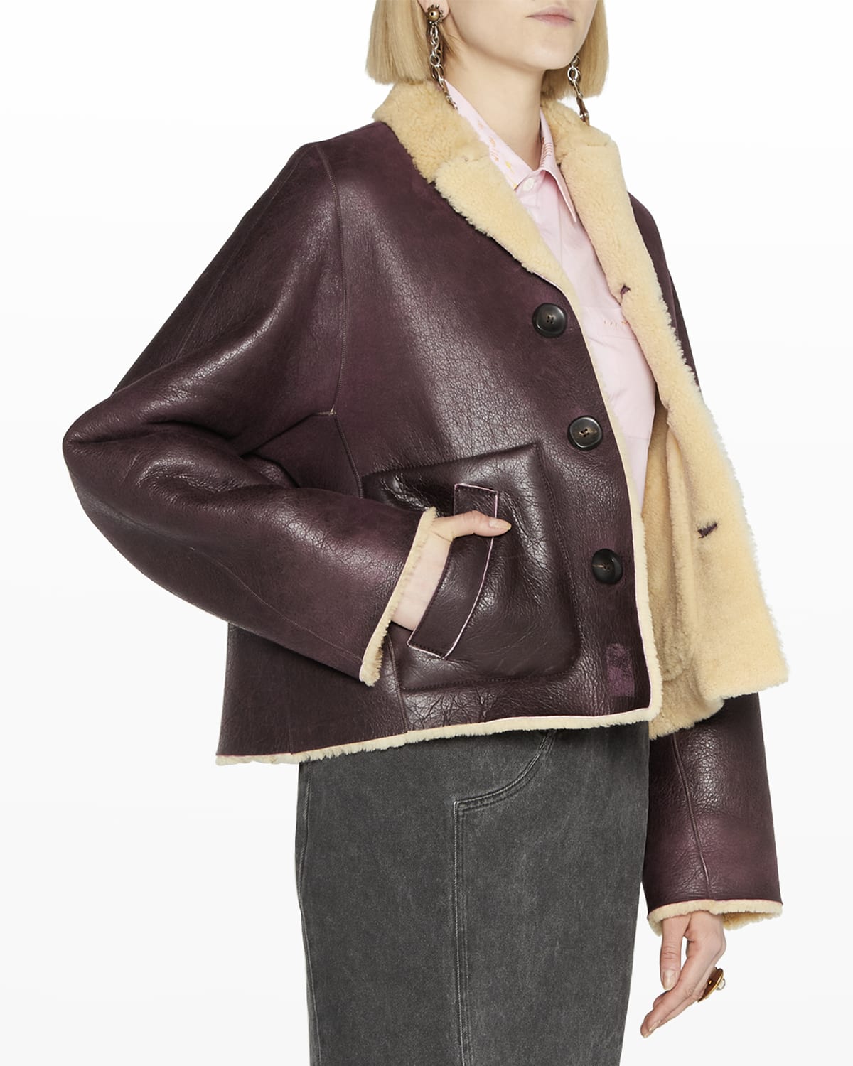 Jil Sander Reversible Lamb Shearling Jacket Neiman Marcus