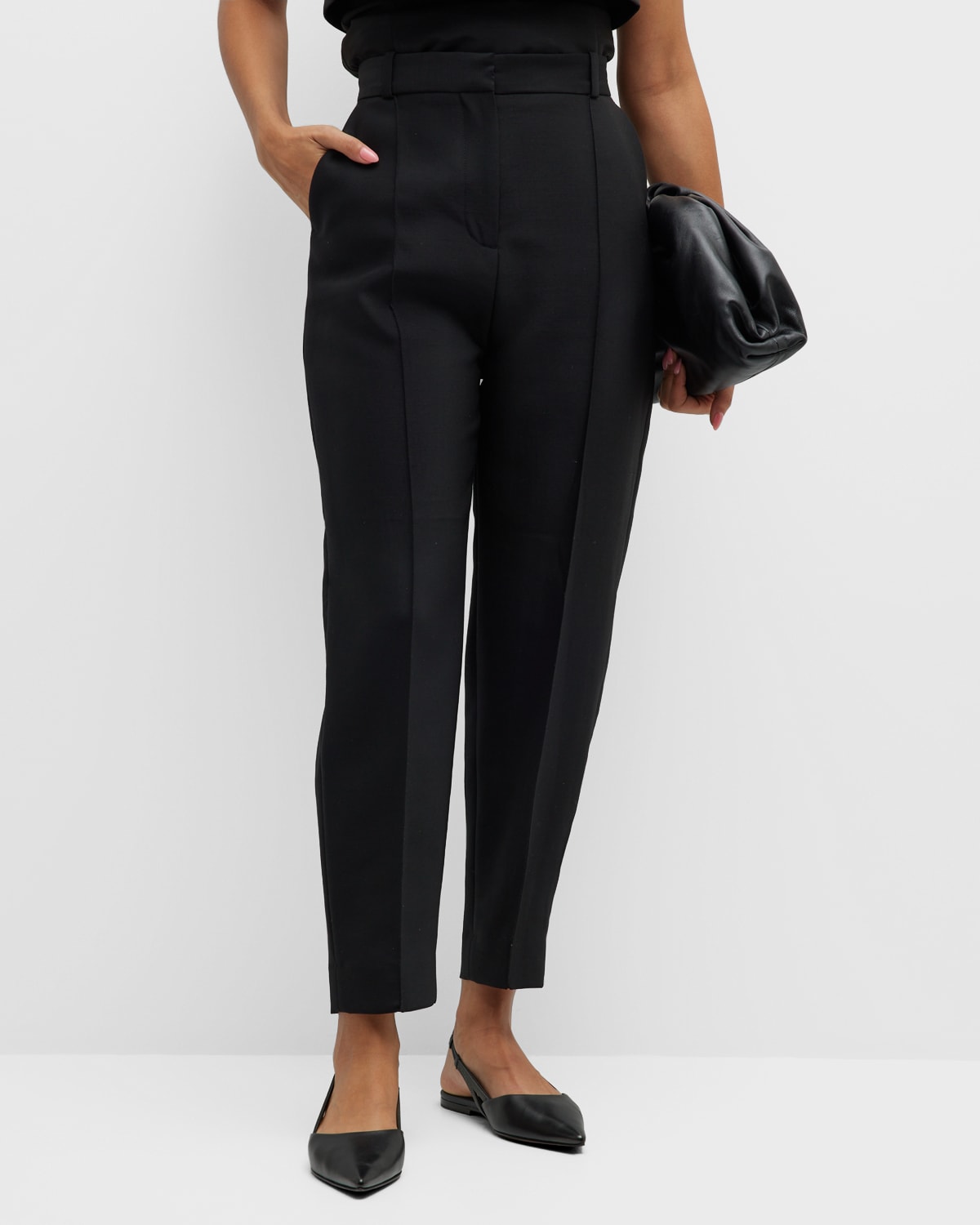 Toteme Deep Pleated Wide-Leg Trousers | Neiman Marcus