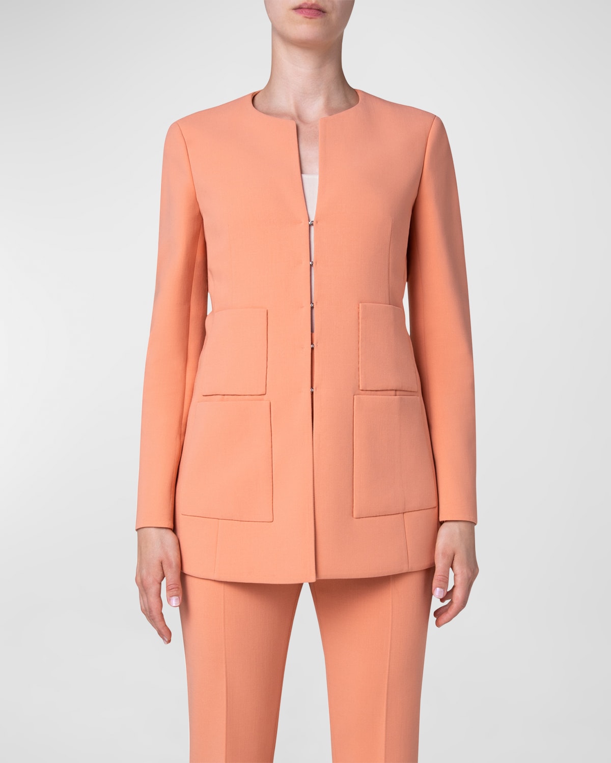 Akris Cropped Double-Face Wool Jacket | Neiman Marcus