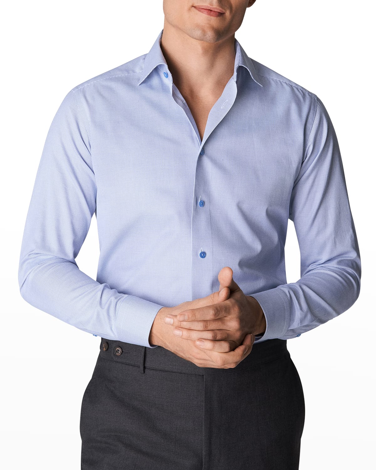 Eton Men's Slim Fit Jacquard Denim Dress Shirt | Neiman Marcus
