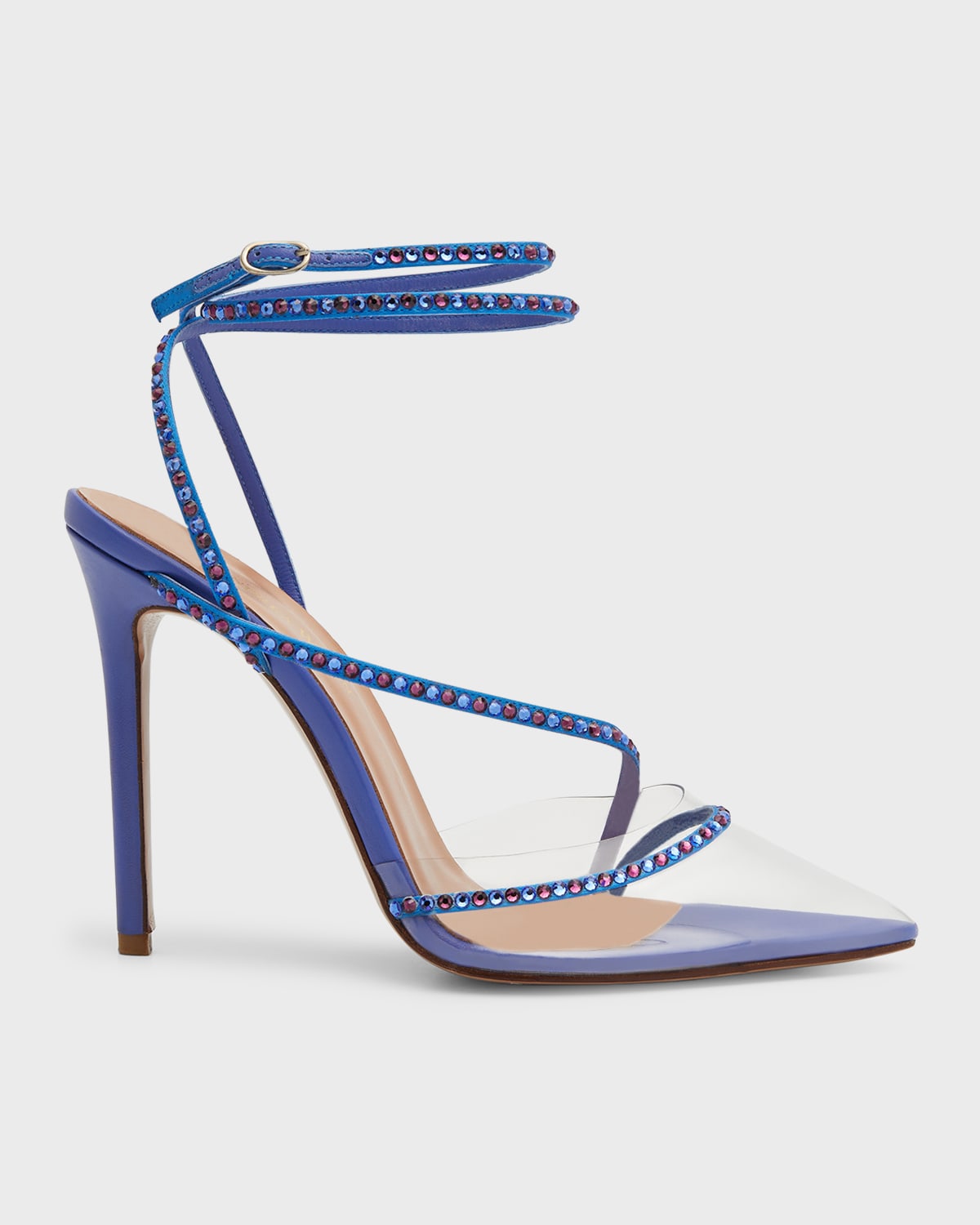 Andrea Wazen Dassy Crystal Leather AnkleStrap Sandals Neiman Marcus