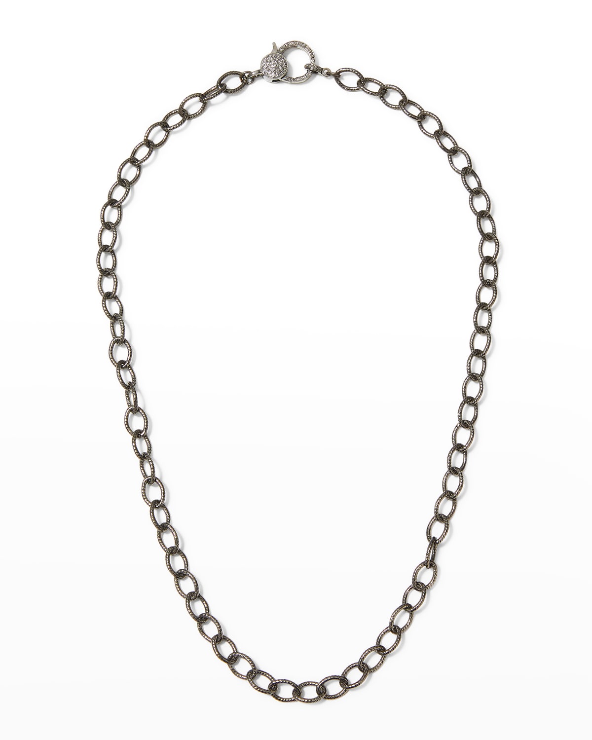 Margo Morrison Rhodium Finish Sterling Silver Chain with Diamond Clasp ...