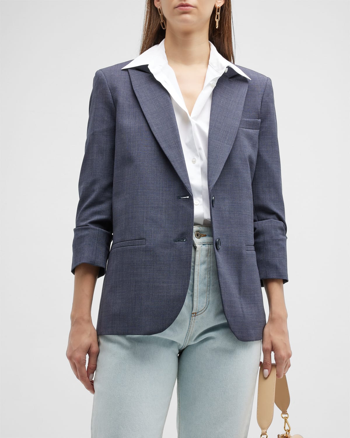 TOM FORD Single-Breasted Satin Boyfriend Jacket | Neiman Marcus