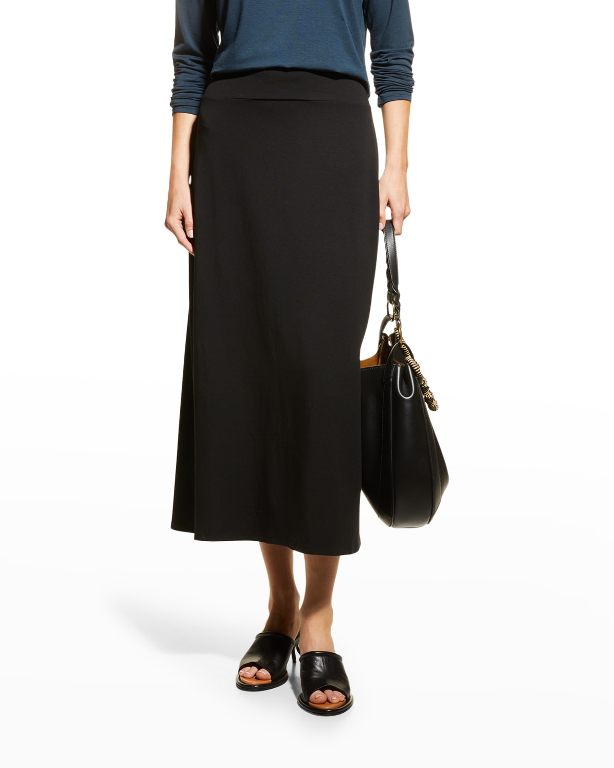 Eileen Fisher SideSlit Straight Jersey Midi Skirt Neiman Marcus