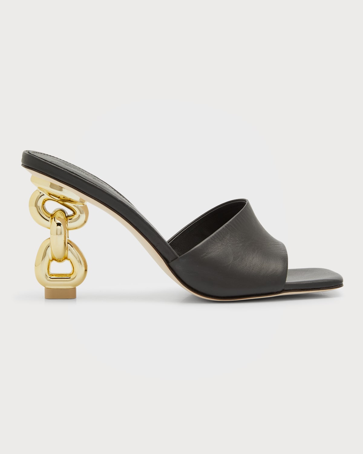 Cult Gaia Nila Chain-Heel Leather Pointed Mules | Neiman Marcus