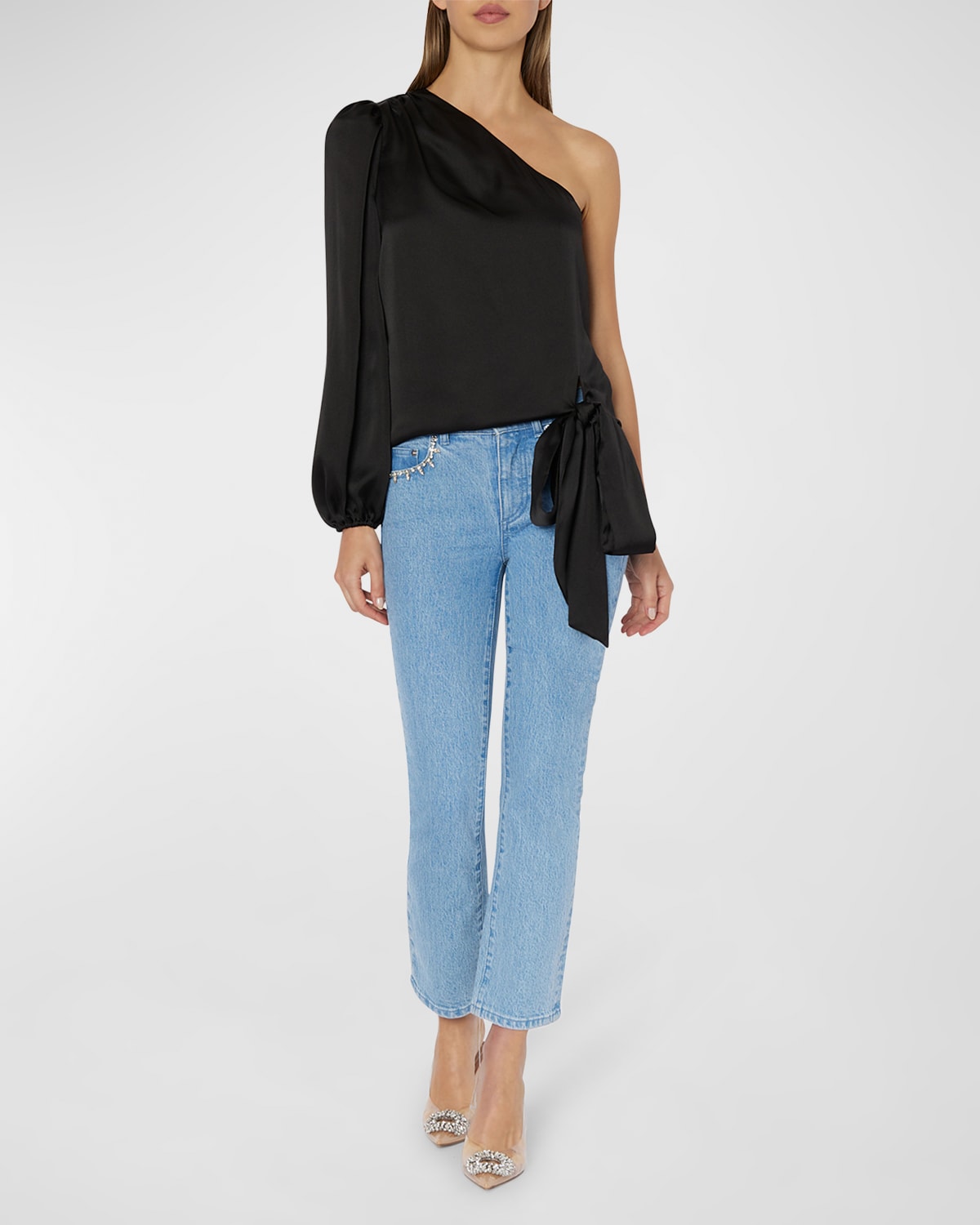 Sachin & Babi Sofie One-Shoulder Faux-Leather Top | Neiman Marcus