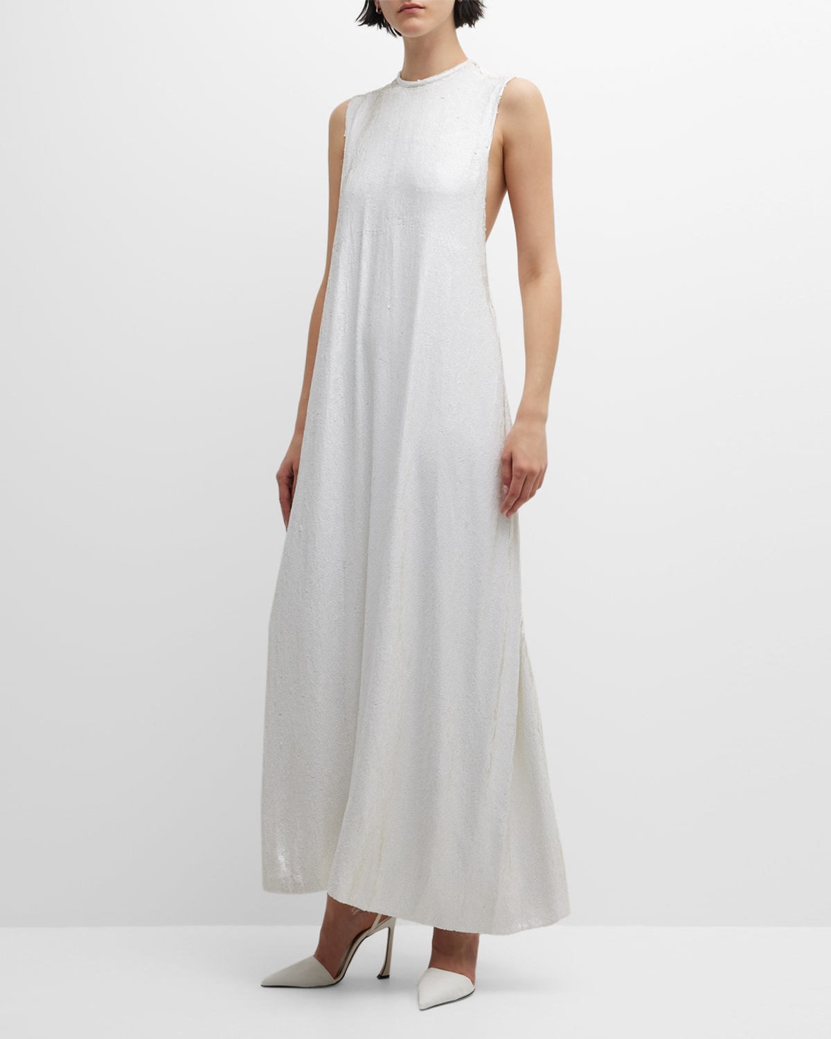 proenza schouler sequin dress Proenza Schouler Sequin Knit Maxi Dress In Pale Yellow