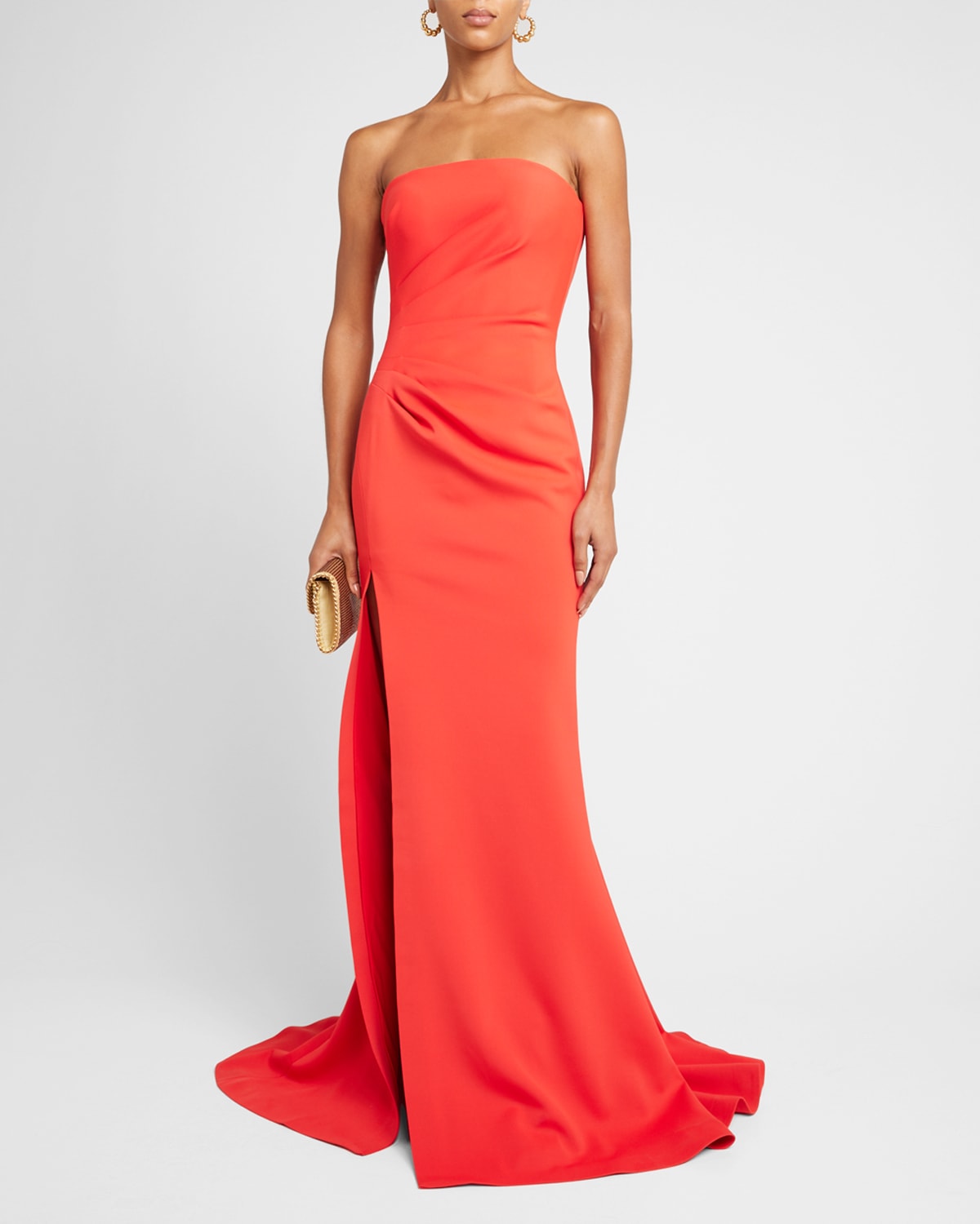 Floor Length Jewel Neck Gown With Godet Skirt