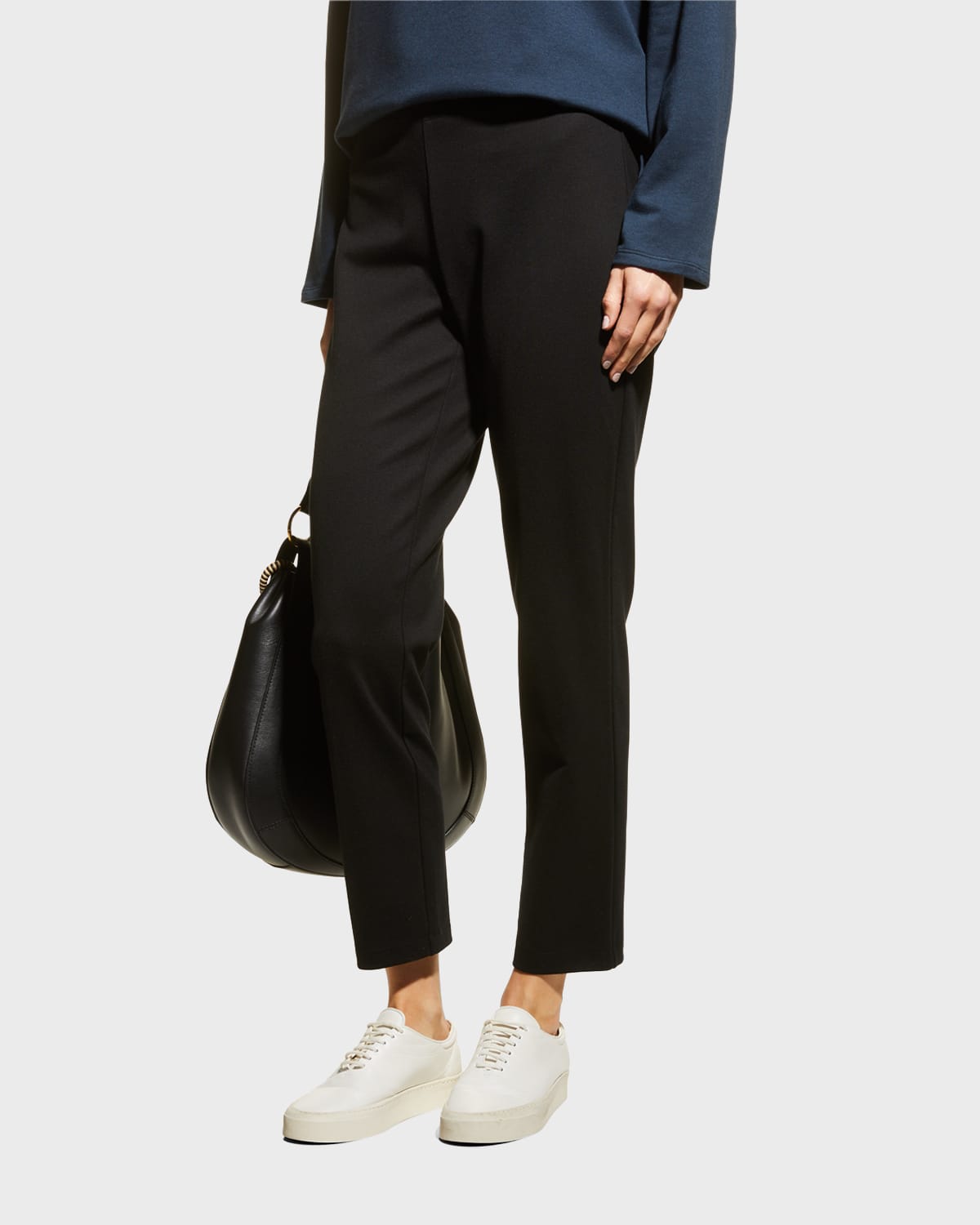Eileen Fisher Cropped Jersey Knit Straight-Leg Pants | Neiman Marcus