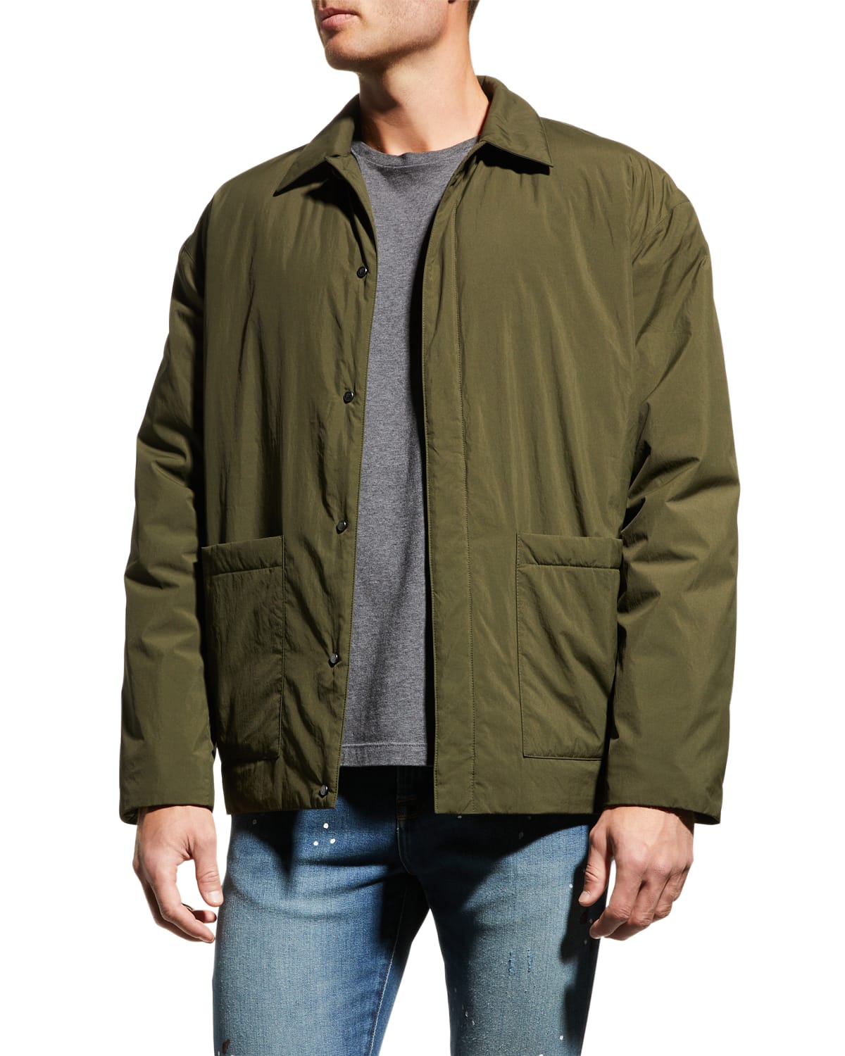 A.P.C. Men's Kerlouan LinenCotton Workwear Jacket Neiman Marcus