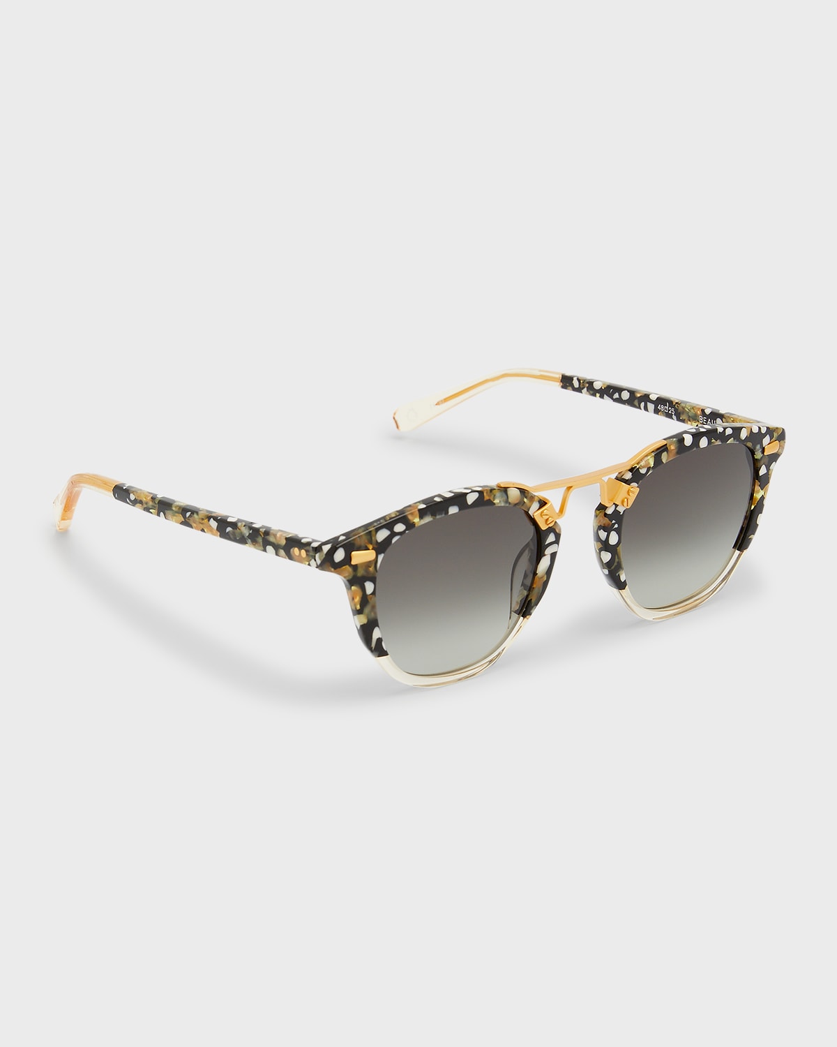 KREWE Beau Polarized Round Acetate & Steel Sunglasses Neiman Marcus
