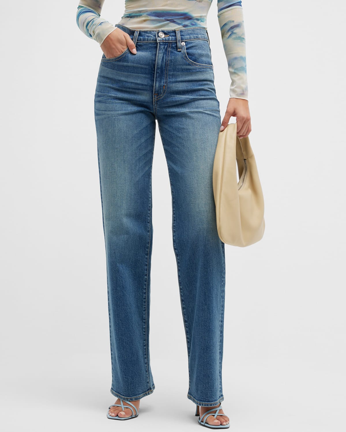 SLVRLAKE Grace Raw Hem WideLeg Jeans Neiman Marcus
