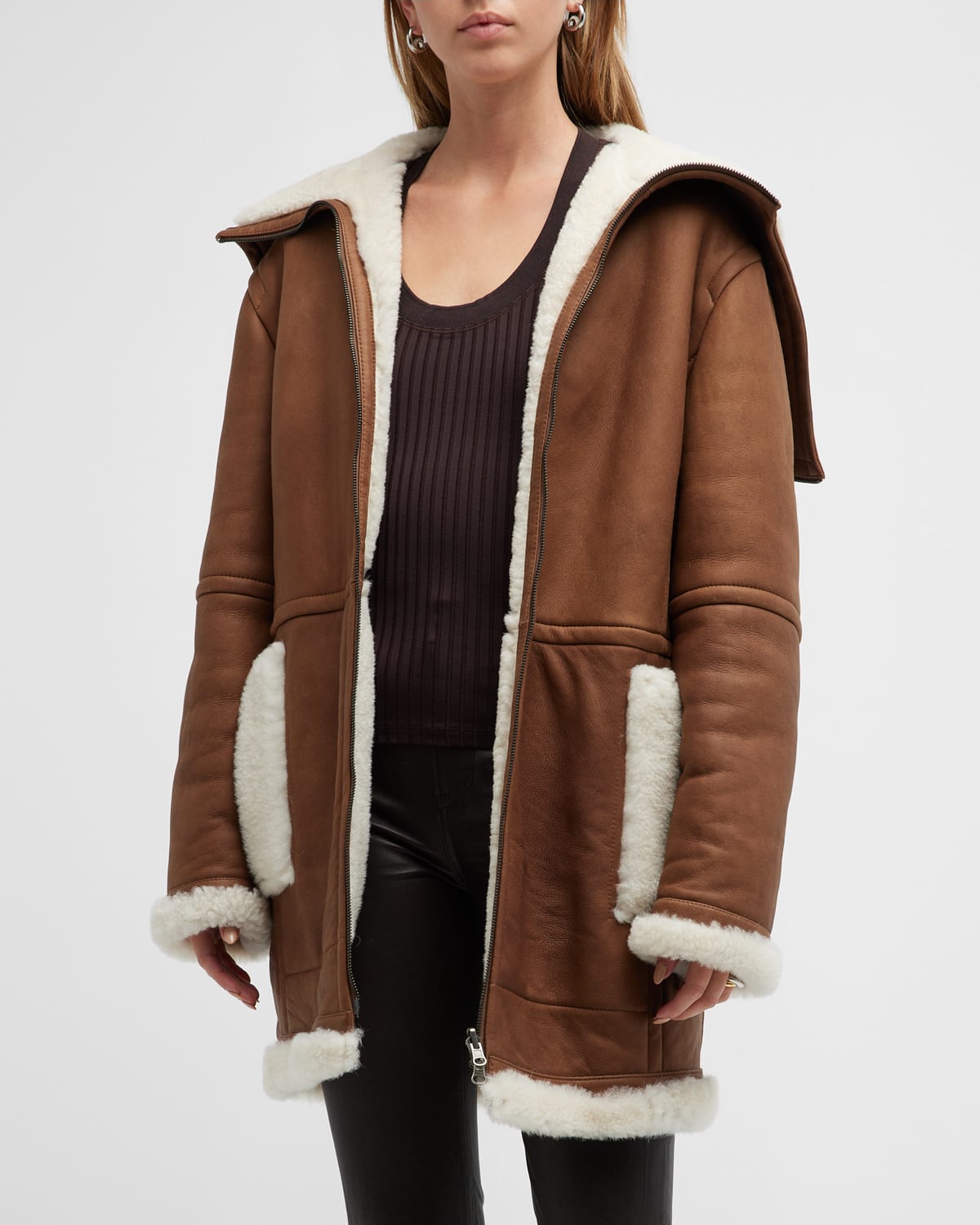 Suede Cape with Shearling Lining main image 0
