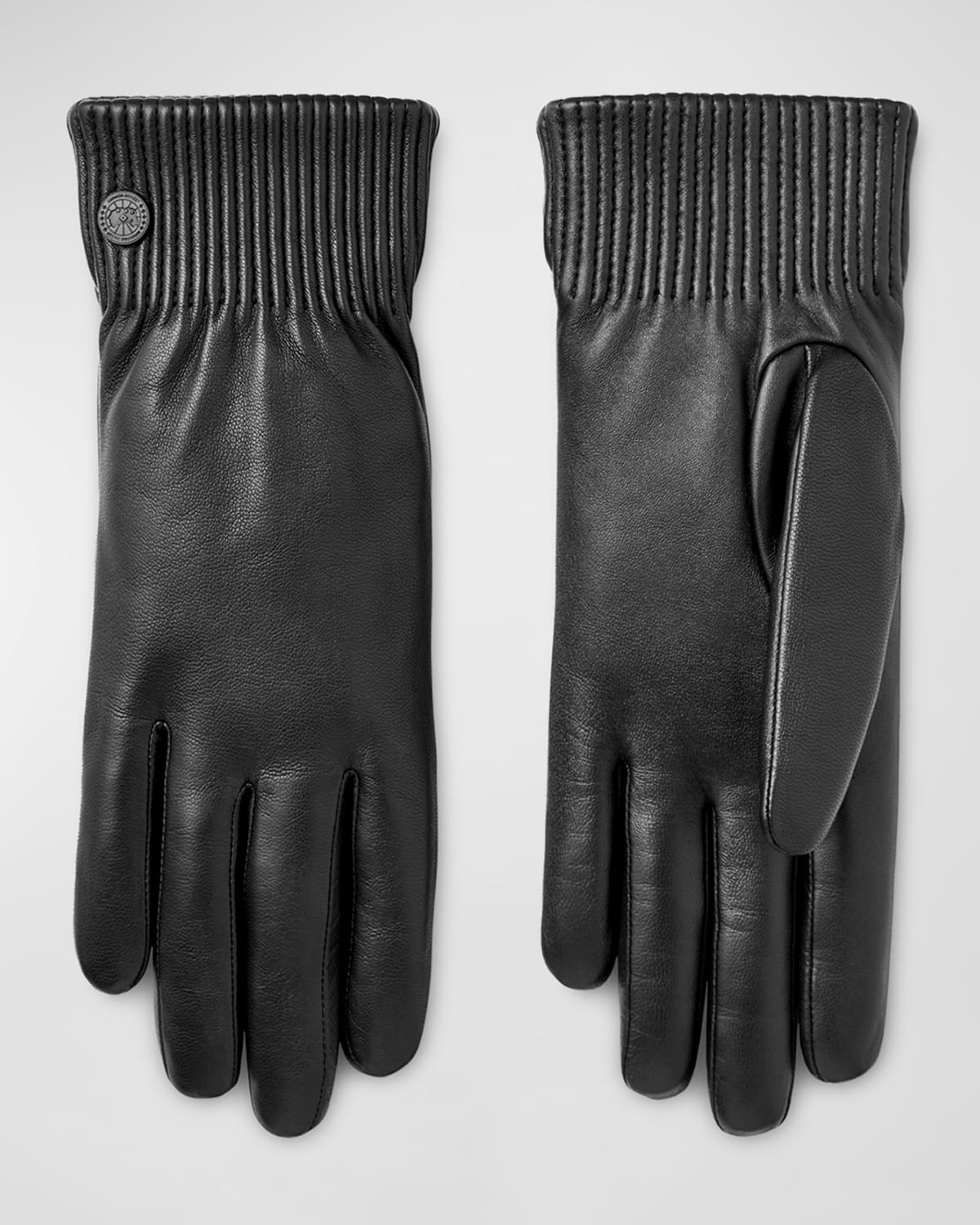 Vince Leather & Cashmere Ribbed Gloves Neiman Marcus