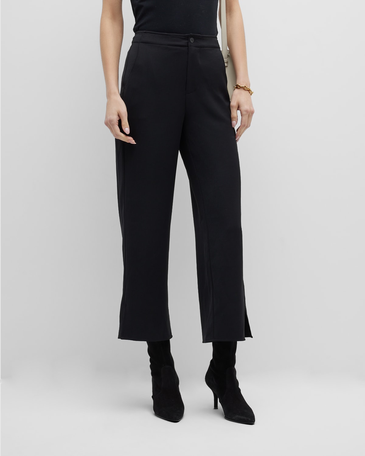 NIC+ZOE Cropped Wide-Leg Side-Slit Pants | Neiman Marcus