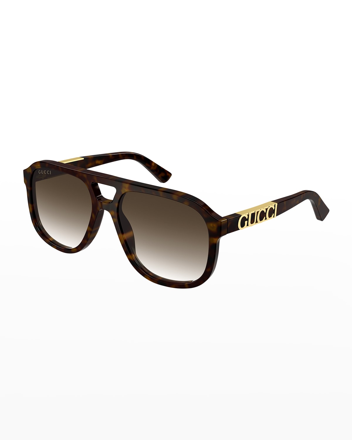 Gucci Logo Embellished Acetate Aviator Sunglasses Neiman Marcus