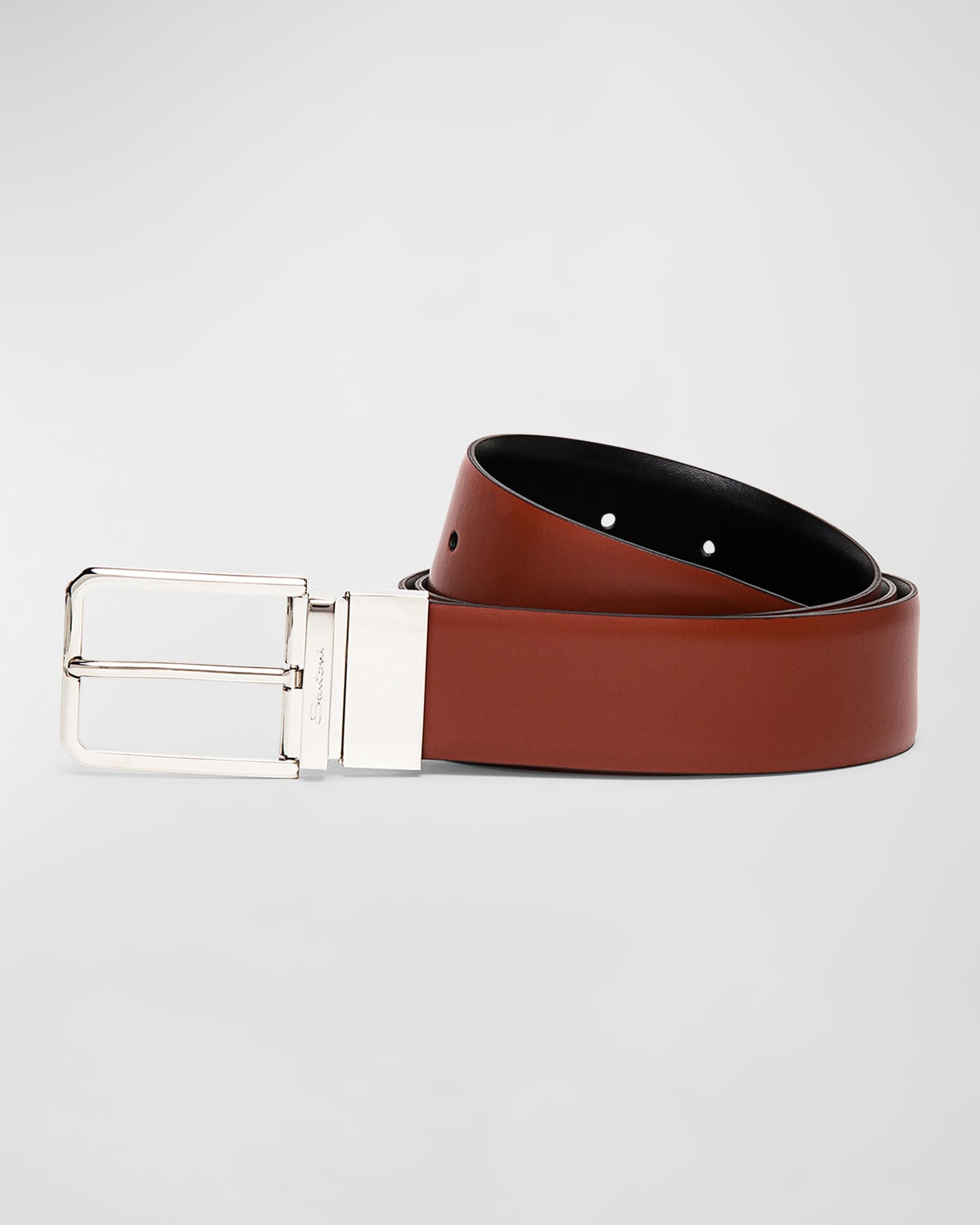 Santoni Men's Grained Leather Belt | Neiman Marcus